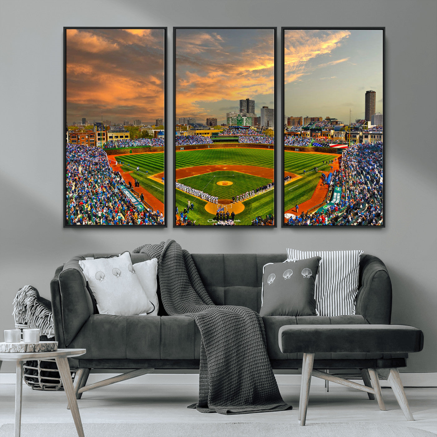 MGV-FC-48X32-3P - Chicago Wrigley Field Canvas Wall Art - Iconic Baseball Stadium Art Print - Wrigley Field Chicago