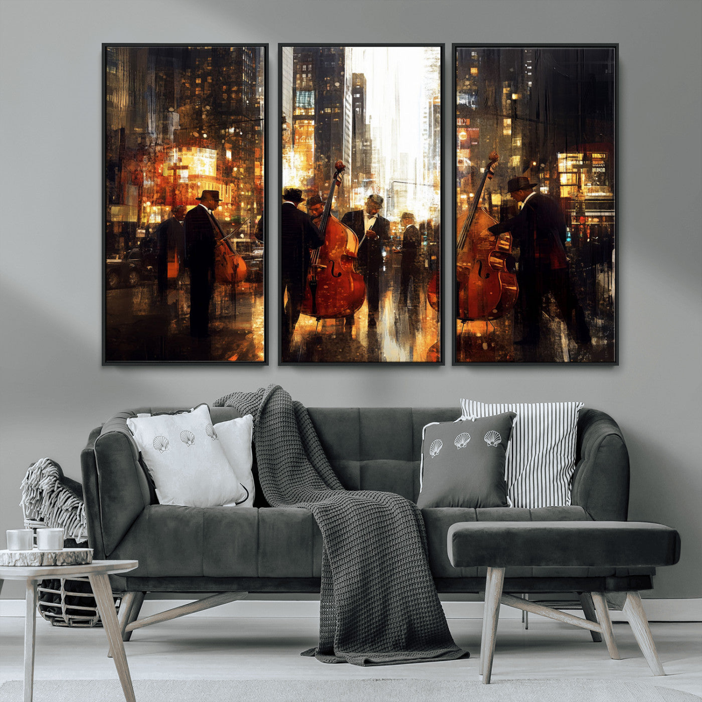 MGV-FC-48X32-3P - Abstract Jazz Art Wall Art Canvas Print - Framed Abstract Music Canvas - Colorful Instrument Poster