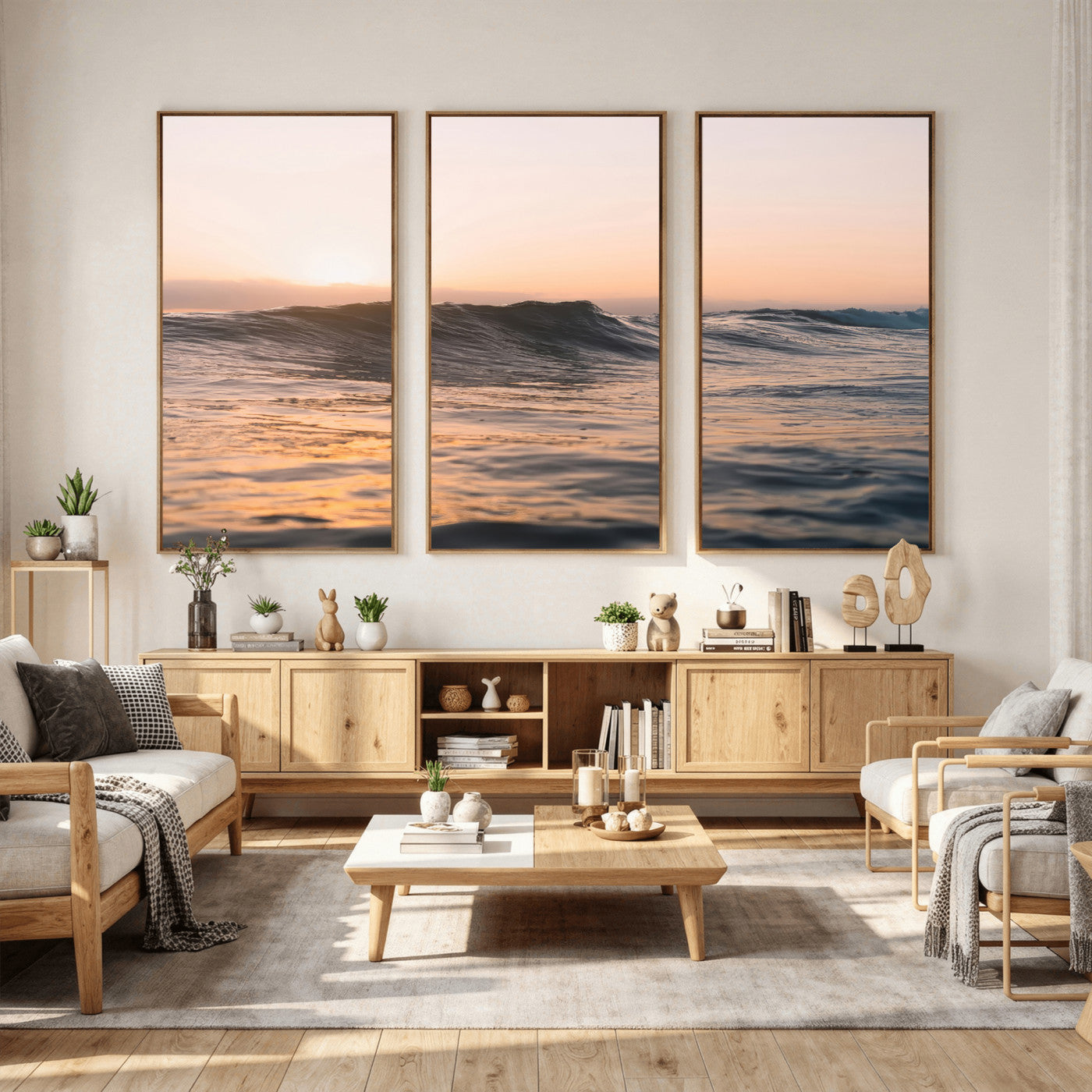 46299358-MGV-CV-36X24 - Golden Sunset Ocean Wall Art – Tranquil Waves & Peaceful Horizon Canvas Print, Soft Light and Evening Glow for Serene Beach, Home or Nature Decor