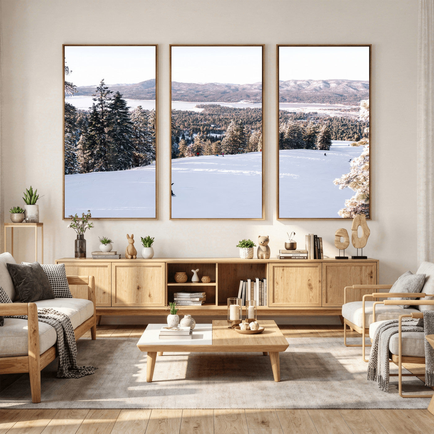 79857868-MGV-CV-36X24 - Snowboarder Wall Art – Winter Slope Canvas Print, Pine Forest, Snow-Covered Mountains, Outdoor Adventure for Living Room or Cabin Decor