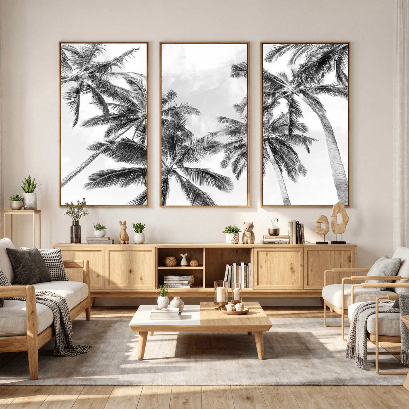 62113786-MGV-CV-36X24 - Palm Trees Wall Art – Tropical Breeze Canvas Print, Vacation Island Silhouette, Coastal Calm and Summer Paradise for Living Room or Beach House Decor