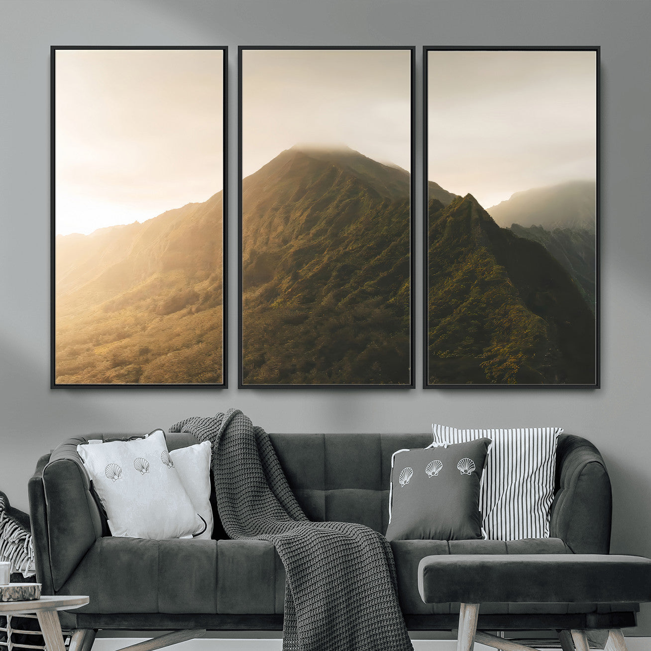 42338636-MGV-CV-36X24-Mountain Wall Art – Framed Sunset Landscape Canvas Artwork, Serene Nature Design, Rustic Decor for Home, Office