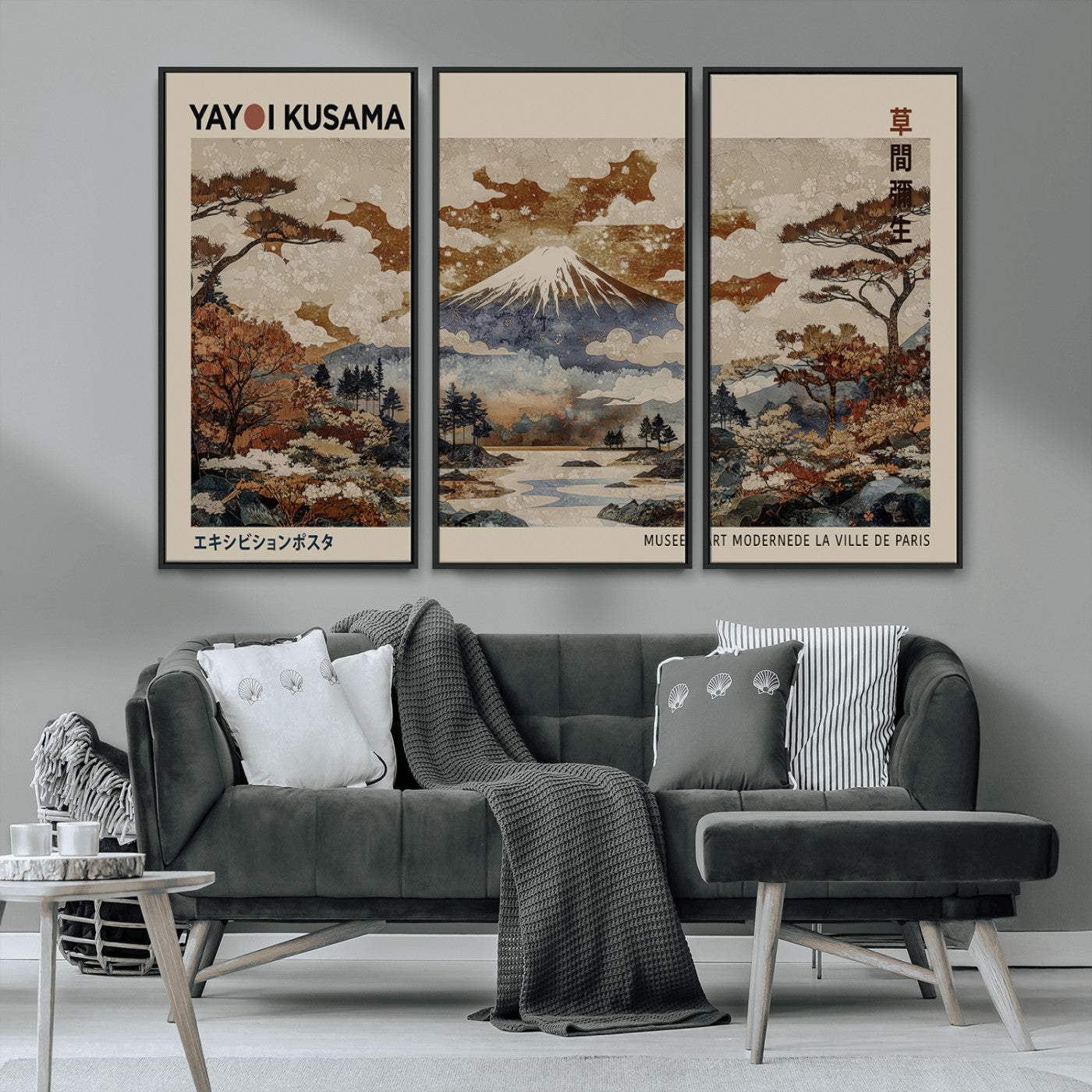 MGV-FC-48X32-3P - Yayoi Wall Art: Transform Your Space, Modern Japanese Wall Art Print Yayoi Kusama Canvas Wall Art
