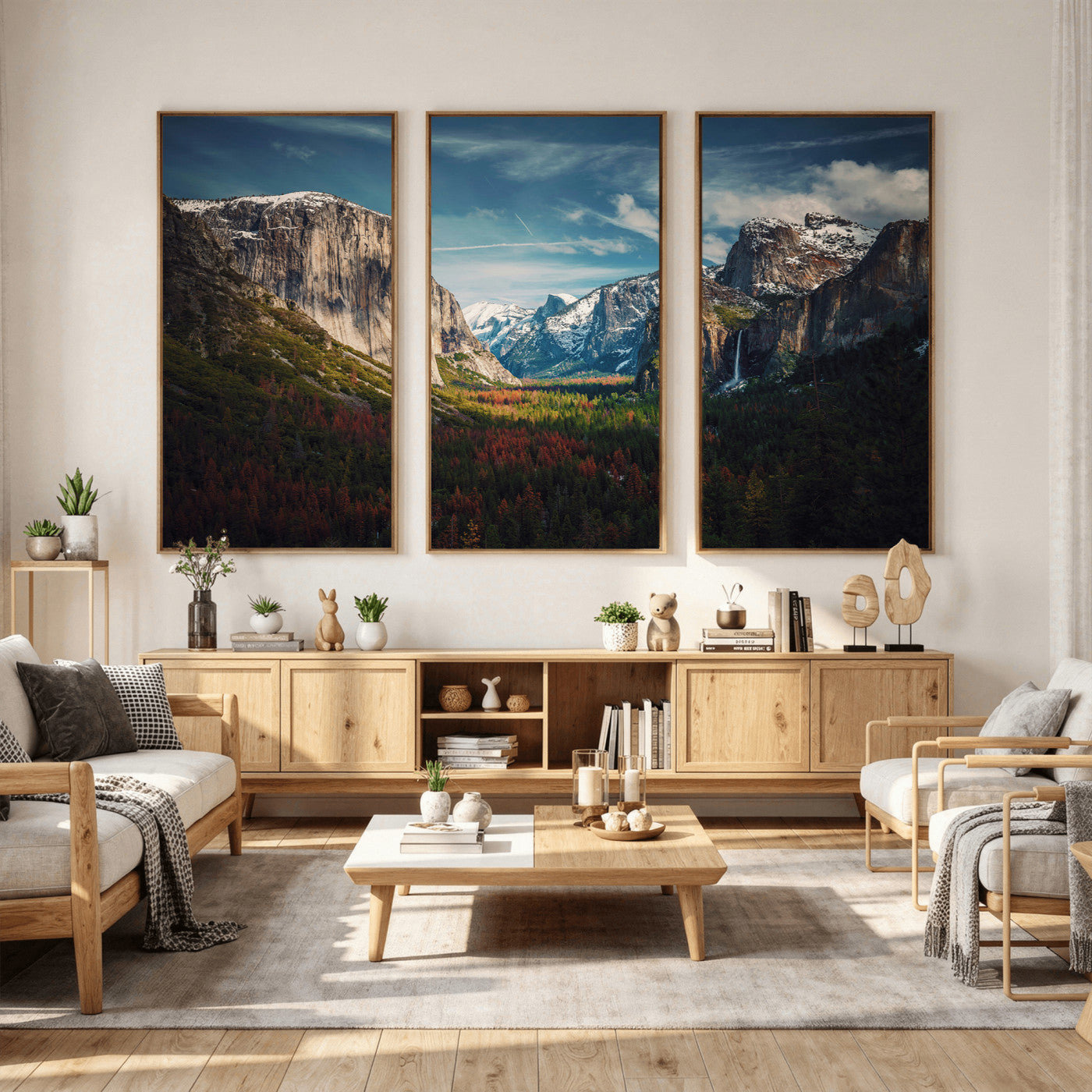 15244033-MGV-CV-36X24 - Yosemite National Park Wall Art – Framed Mountain Landscape El Capitan Canvas Print Scenic Decor for Home, Office Decor