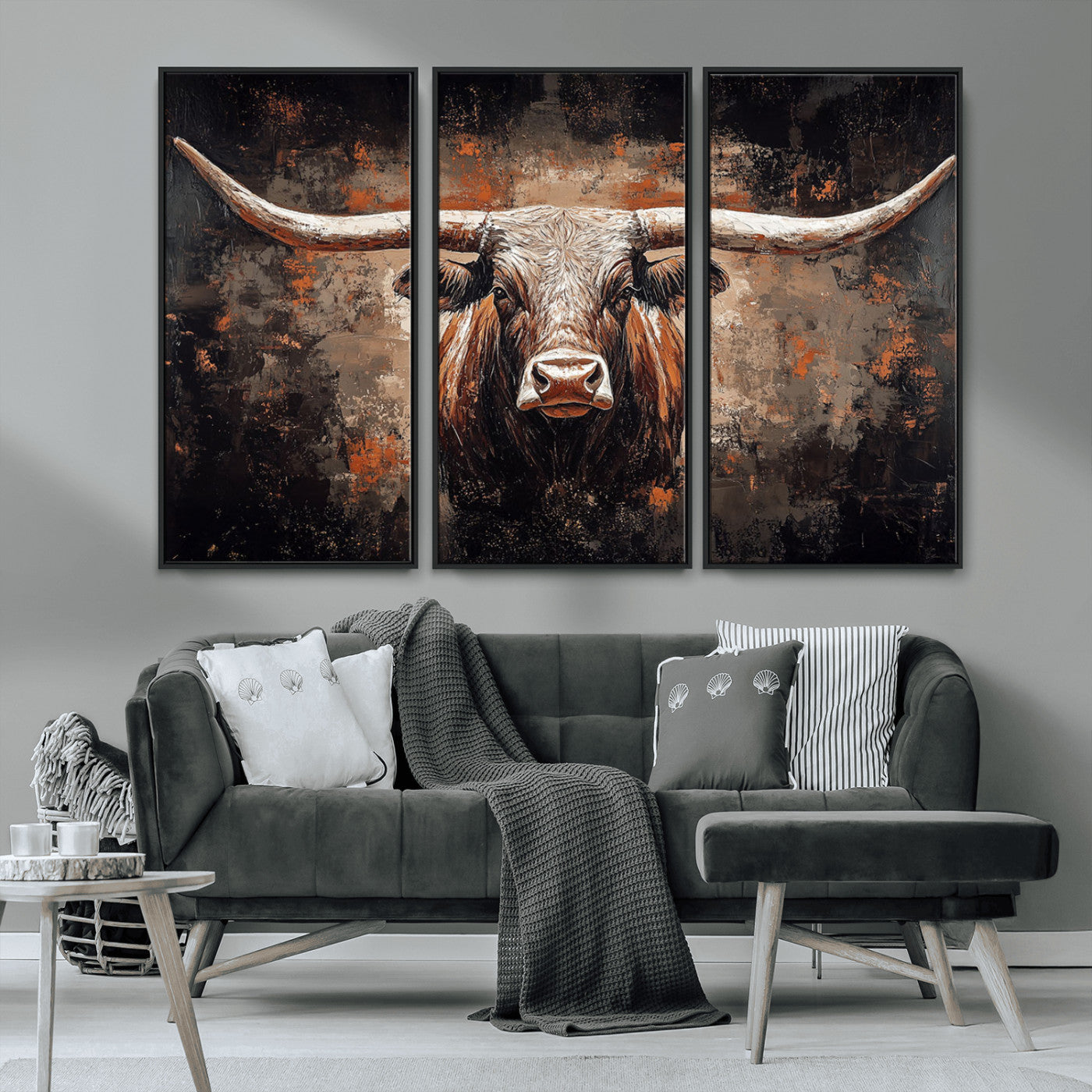 24779067-MGV-CV-36X24-Rustic Longhorn Bull Wall Art Canvas Print – Vintage Western Cattle Painting, Texas Steer Artwork for Ranch, Farmhouse or Cowboy Decor