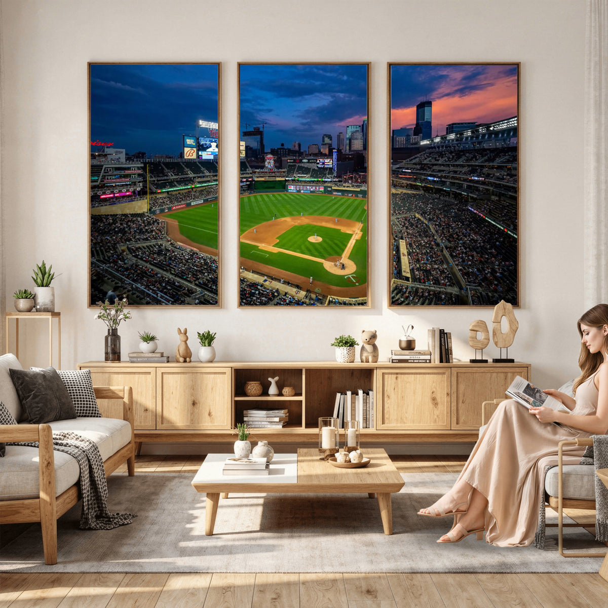 68222753-MGV-CV-36X24 - Target Field Wall Art Canvas Print, Baseball Stadium Scene