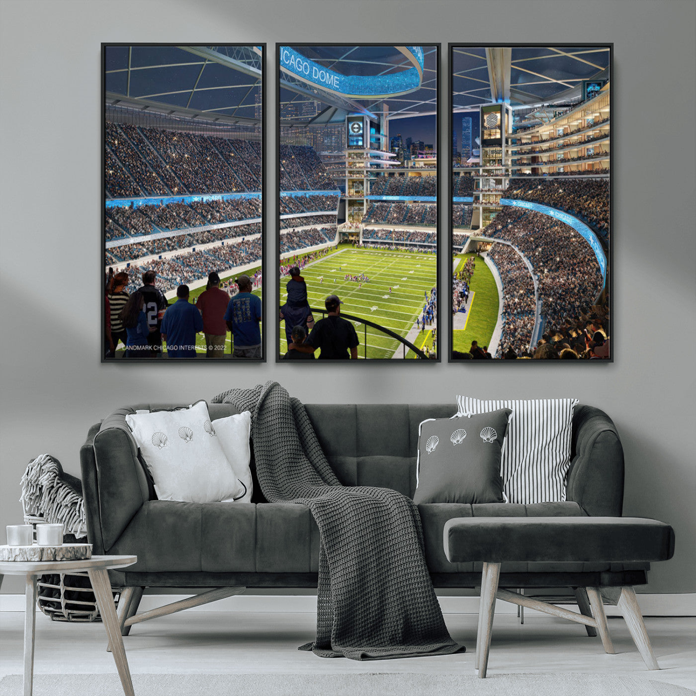 MGV-FC-48X32-3P - Chicago Bears Soldiers Field Wall Art Canvas Print – Framed Football Stadium Artwork for Sports