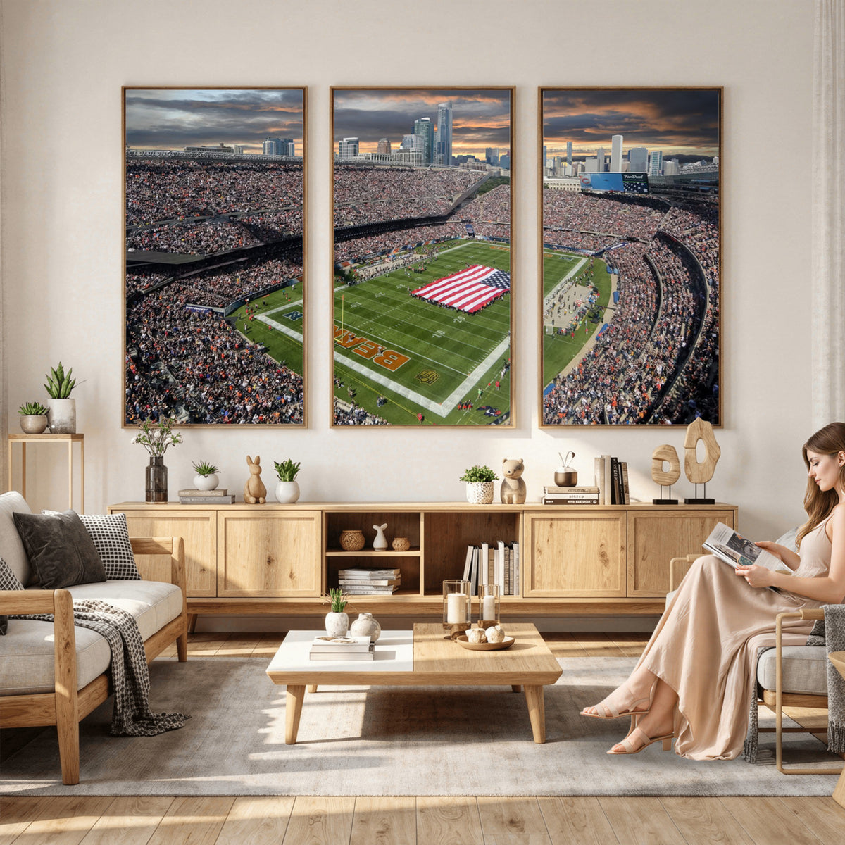 98106777-PAN-FL-20X10 - Chicago Bears Soldiers Field Wall Art Canvas Print, Extra Large Game Room Wall Decor