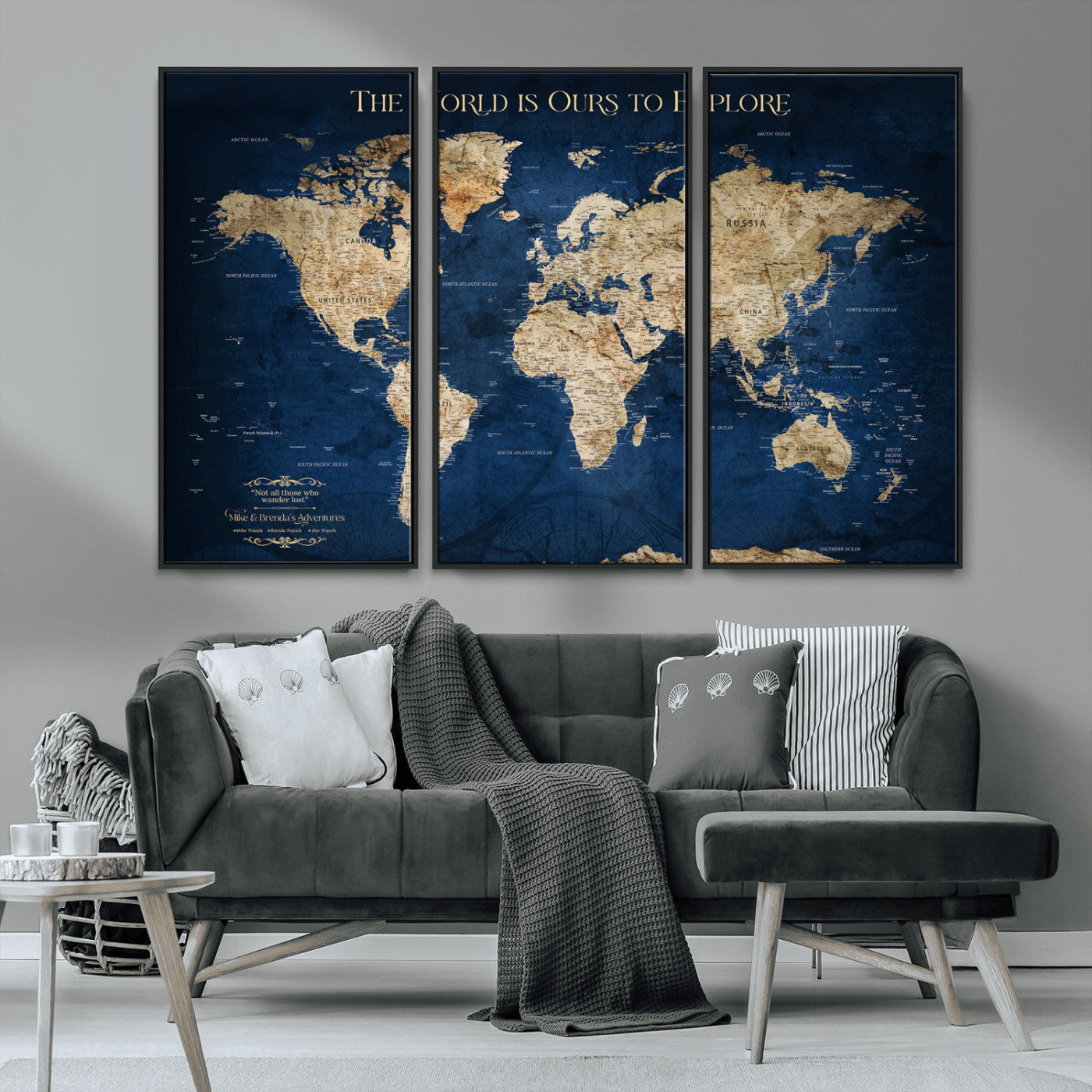 10181149-MGV-CV-36X24-Framed Push Pin World Travel Map – Canvas Wall Print of Where I’ve Been, Old-Style Adventure Map with Pins for Tracking Trips - H2-3