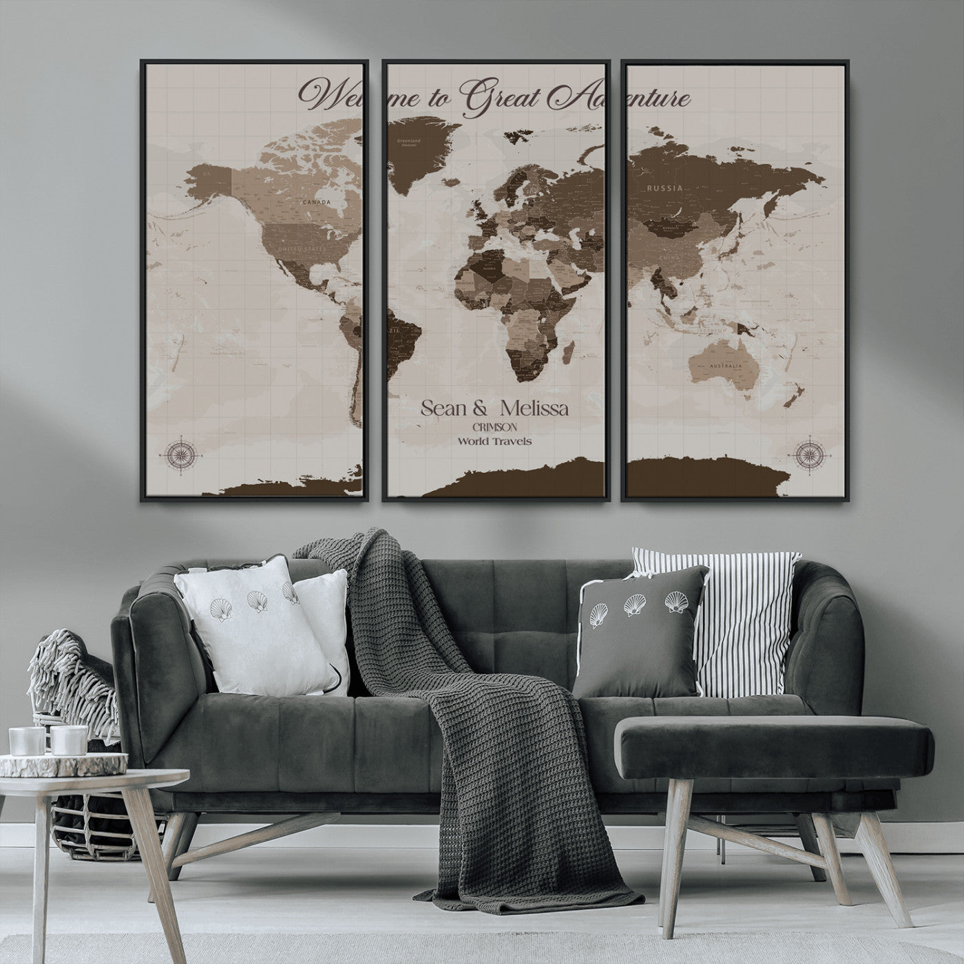 49871705-MGV-CV-36X24-Custom Push Pin World Map Wall Canvas Print – Personalized Travel Tracker with Pins – Framed Large Multi-Size Canvas for Home Office Decor
