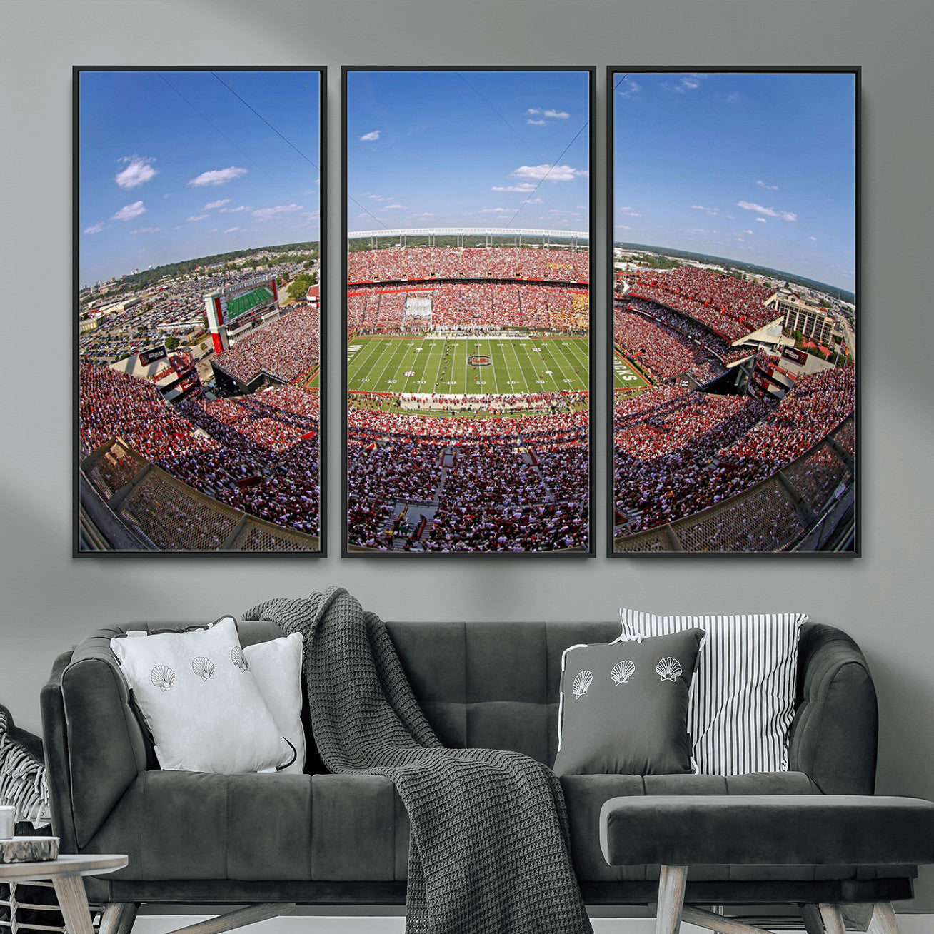 29492070-MGV-FC-48X32-3P - William Brice Stadium Wall Art Canvas Print – Stadium Crowd Sports Field Outdoor Event Football Game Artwork for Home Office