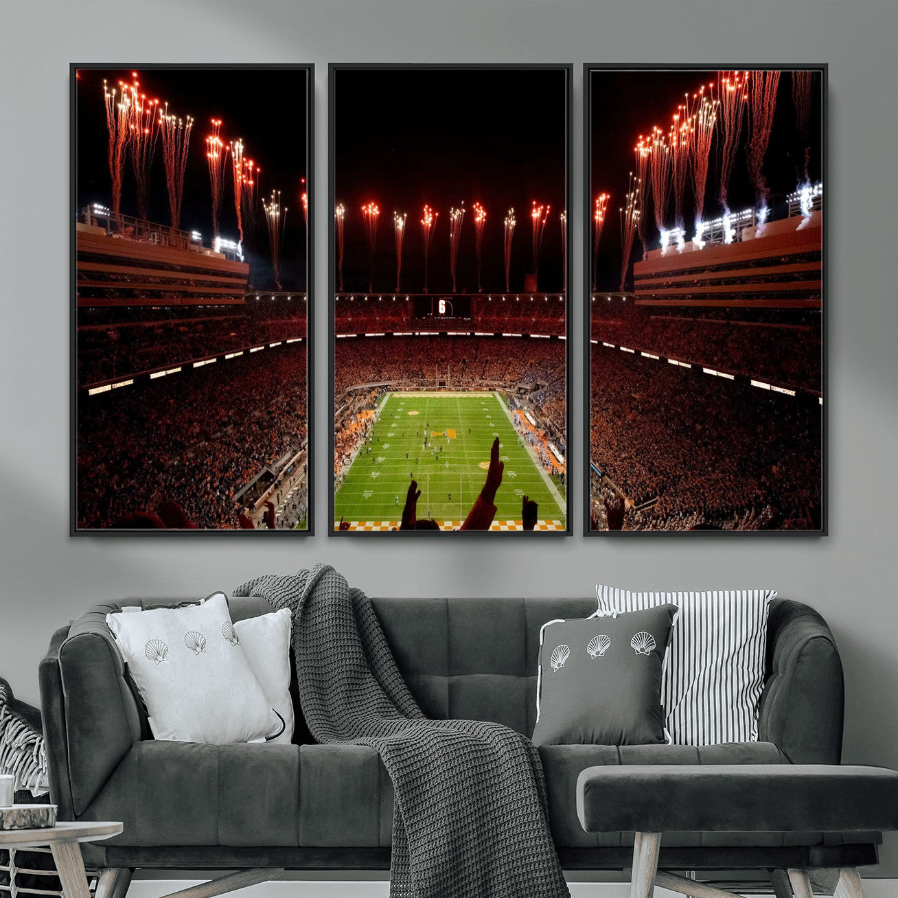 73358115-MGV-FC-48X32-3P - Tennessee Neyland Stadium Wall Art, Sports Arena Canvas Print, Panoramic Stadium Canvas Artwork for Home, Office