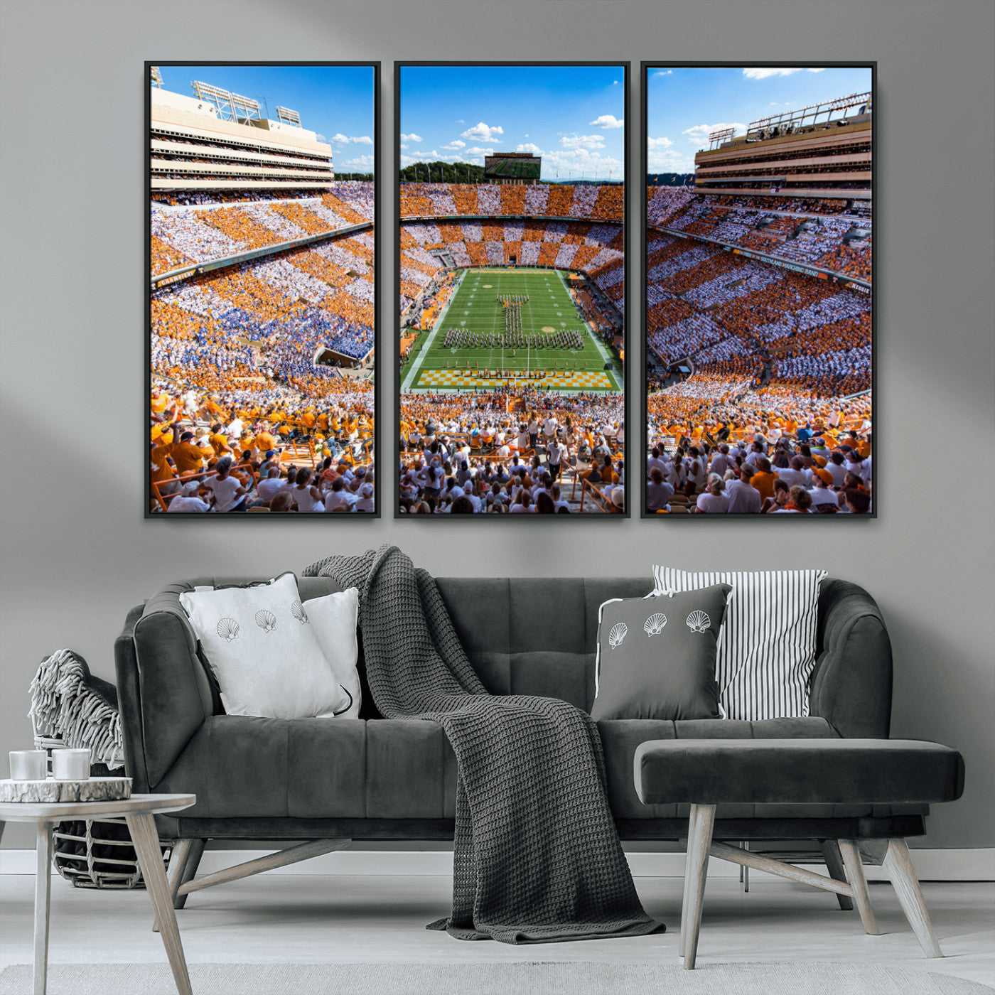 64238859-MGV-CV-48X32-3P-Tennessee Neyland Stadium Wall Art Print, Sports Arena Canvas Wall Art, Panoramic Stadium Canvas Print, Modern Athletic Field Art Printing