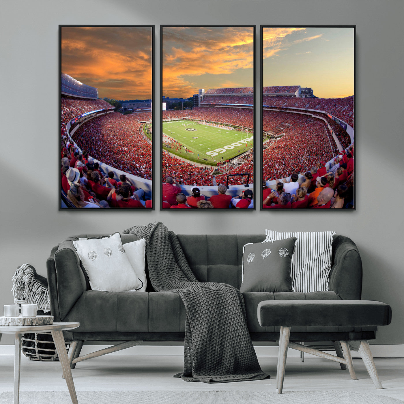 73680988-MGV-CV-48X32-3P-Dooley Stadium Wall Art Print, Sports Arena Canvas Wall Art, Dooley Field at Sanford Stadium Canvas Print, Modern Athletic Field Art Printing