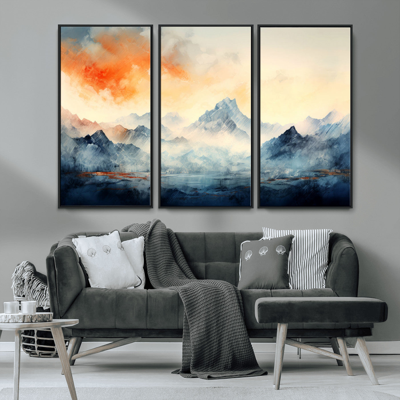 MGV-FC-48X32-3P - Warm Clouds Abstract Mountain Wall Art Canvas Print