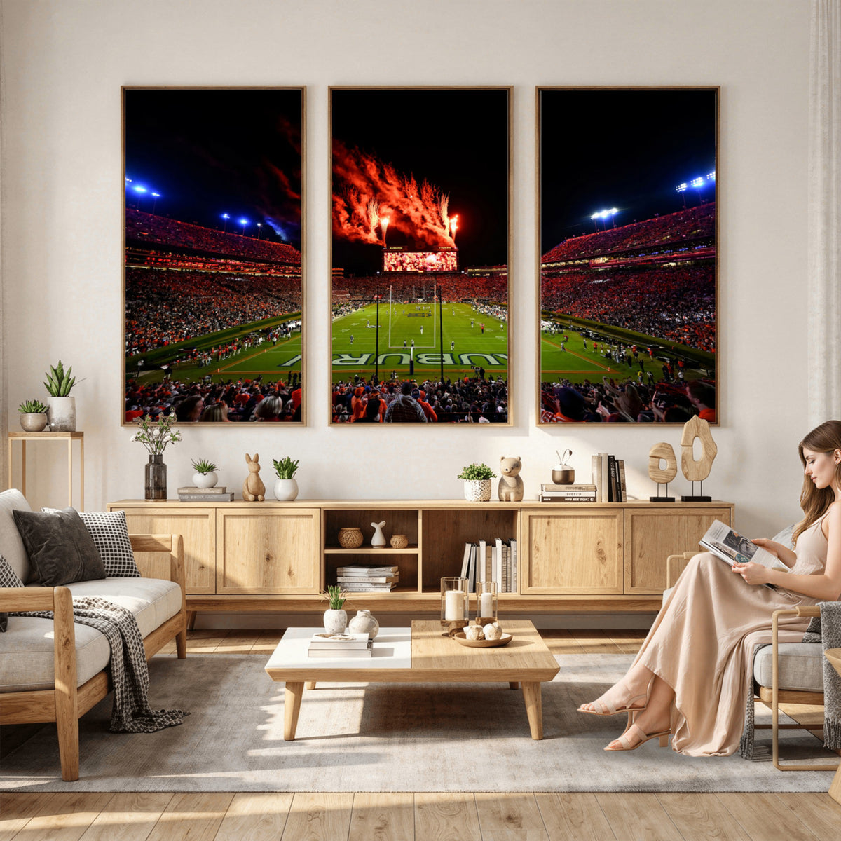 59046876-MGV-CV-36X24 - Jordan-Hare Football Stadium Wall Art Canvas Print, Football Stadium Aerial View
