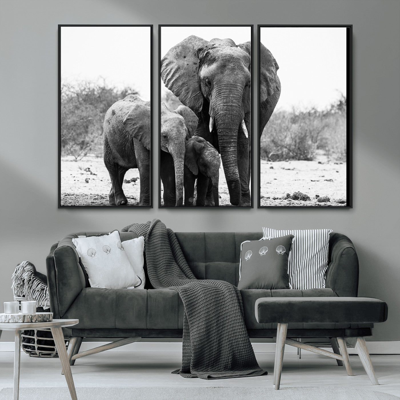 MGV-FC-48X32-3P - Elephant Family Africa Wall Art Canvas Print