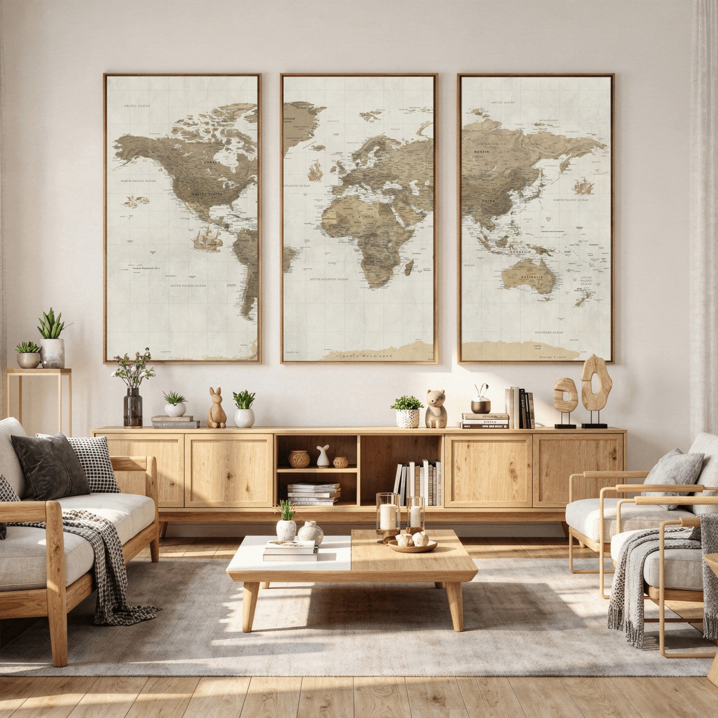 28283260-MGV-CV-36X24 - World Map Wall Art Canvas Print, Modern Decorative Framed Map Artwork Prints for Living Room, Office, Bedroom Wall Decor
