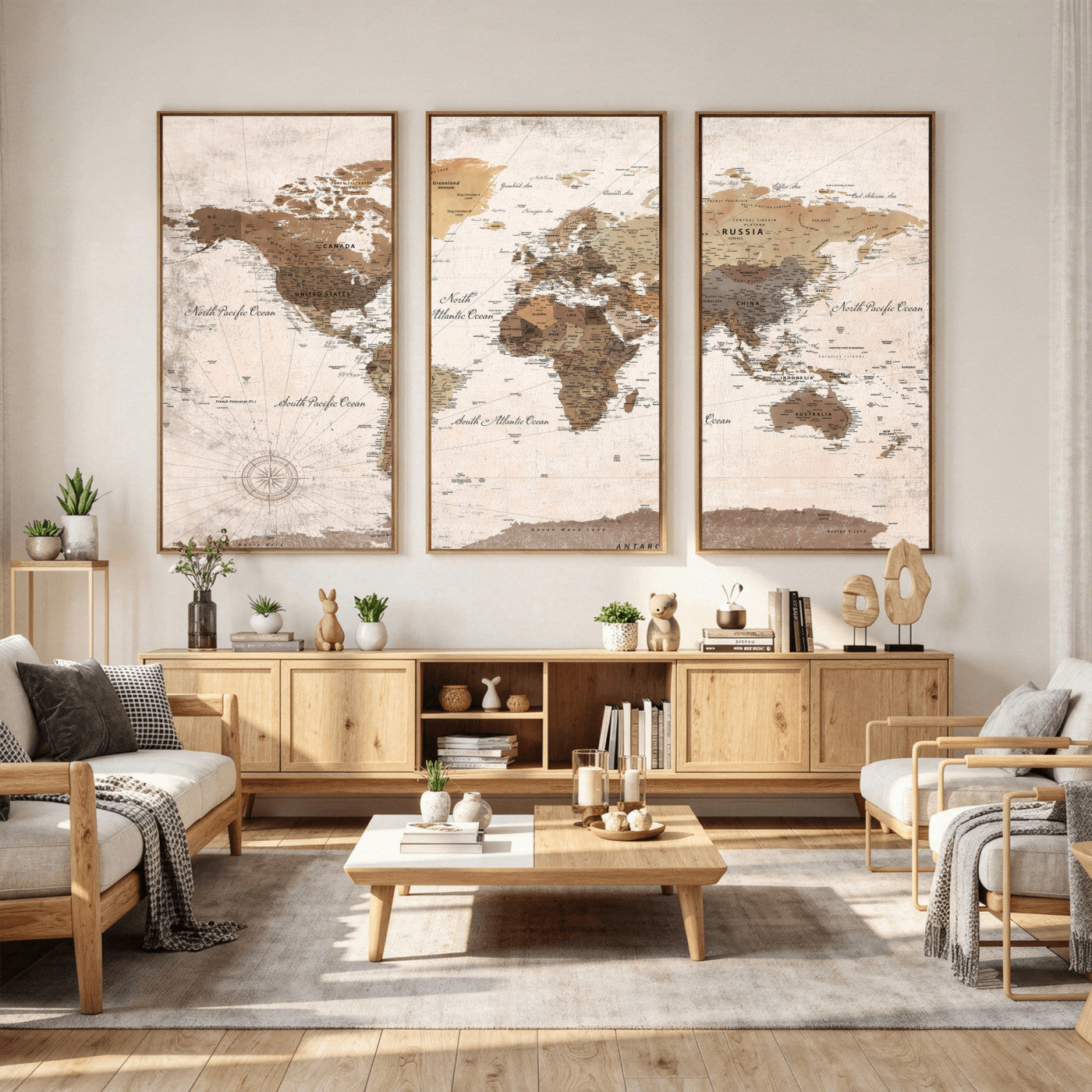 38923639-MGV-CV-36X24 - World Map Wall Art Canvas Print, Modern Decorative Framed Map Artwork Prints for Living Room, Office, Bedroom Wall Decor