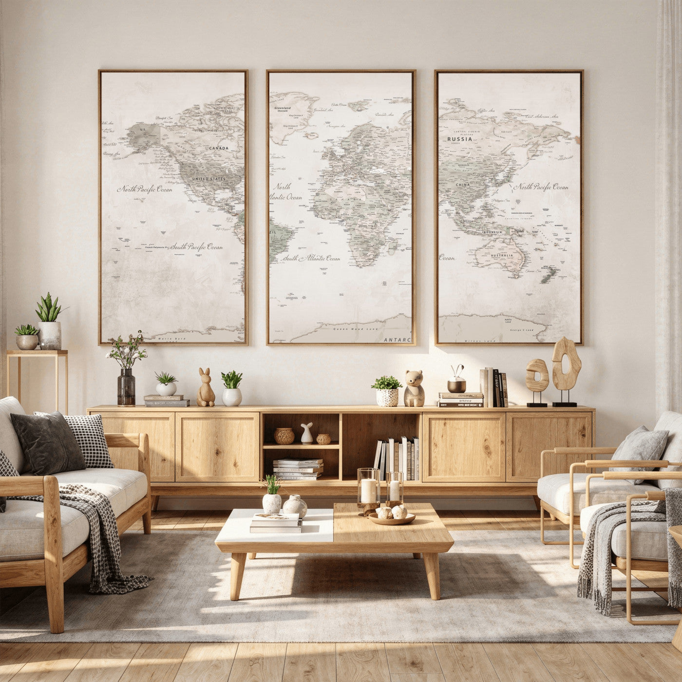 90355419-MGV-CV-36X24 - World Map Wall Art Canvas Print, Modern Decorative Framed Map Artwork Prints for Living Room, Office, Bedroom Wall Decor