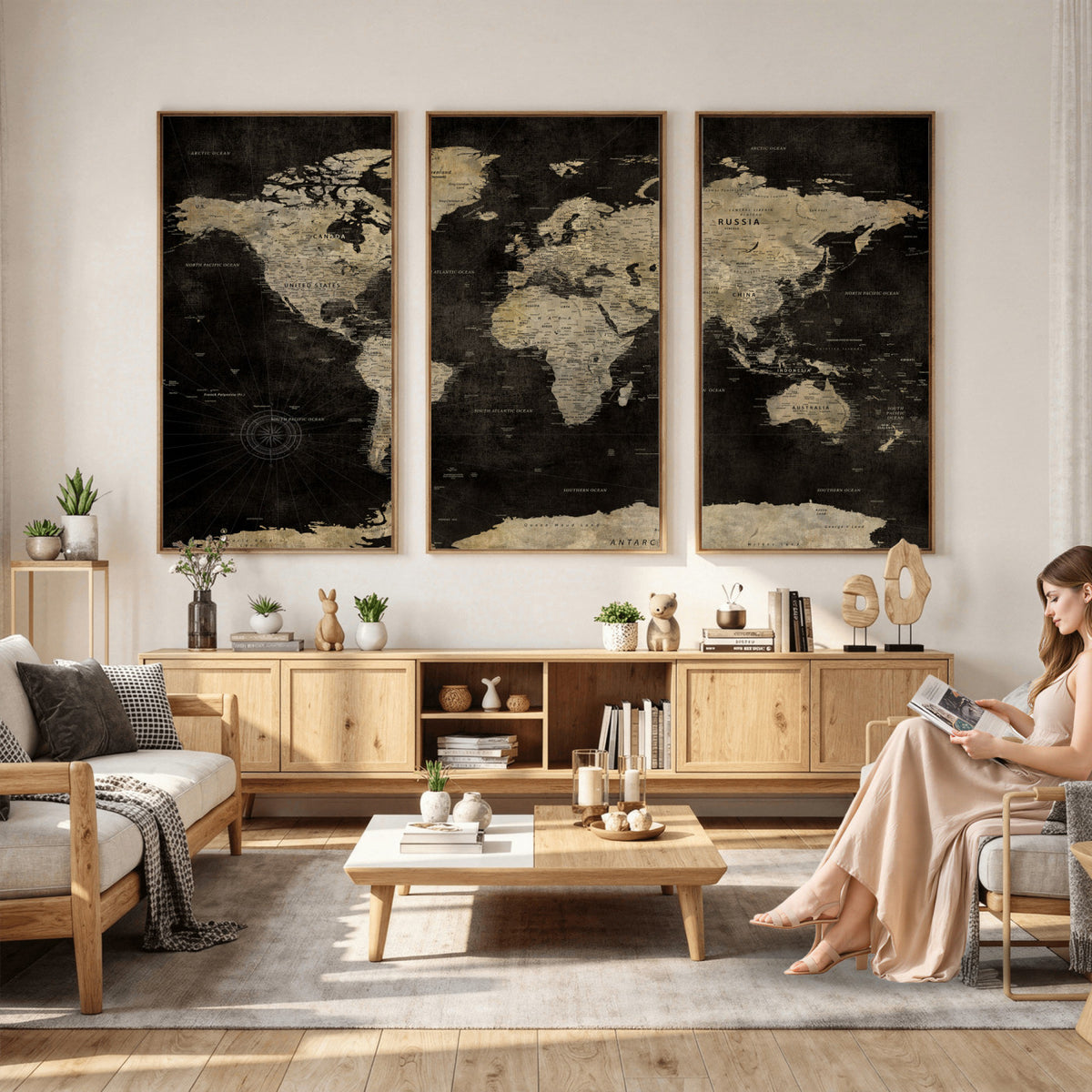 60653880-MGV-CV-36X24 - Push Pin World Map Canvas Wall Art Print, Interactive Travel