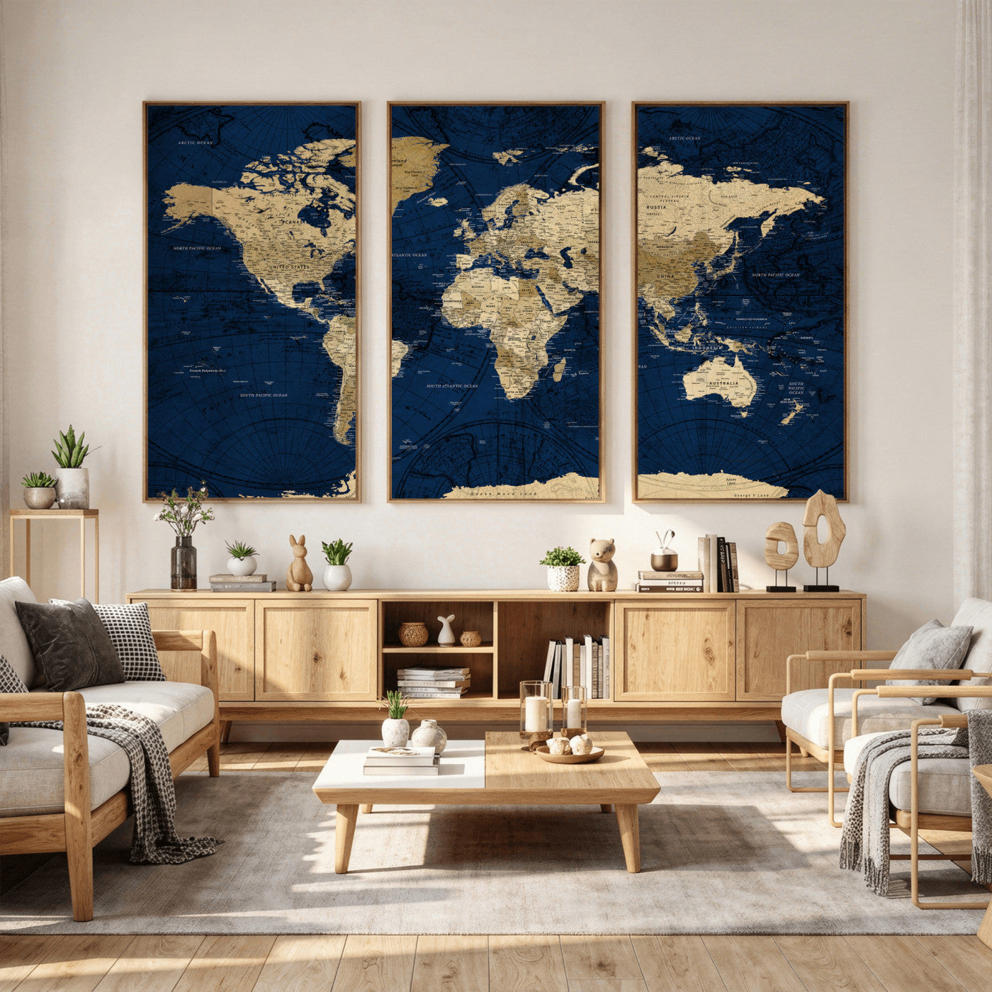 54770746-MGV-CV-36X24 - World Map Wall Art Canvas Print, Modern Decorative Framed Map Artwork Prints for Living Room, Office, Bedroom Wall Decor