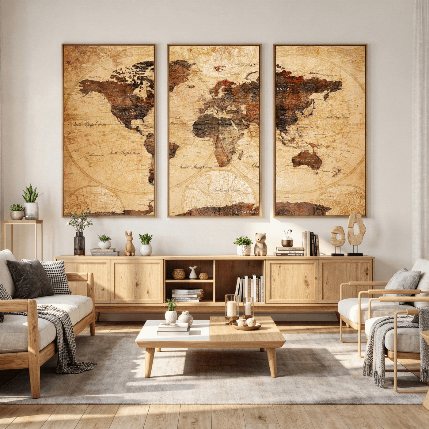 40760475-MGV-CV-36X24 - World Map Wall Art Canvas Print, Modern Decorative Framed Map Artwork Prints for Living Room, Office, Bedroom Wall Decor