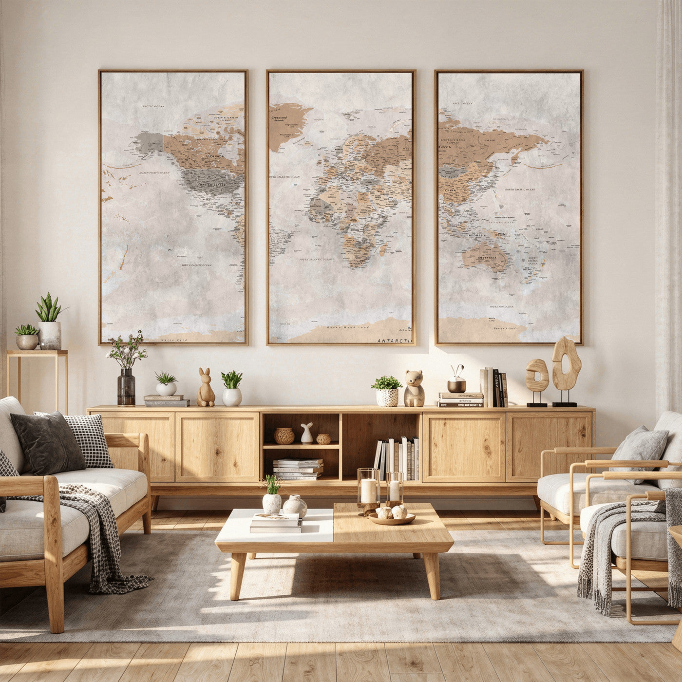 34051638-MGV-CV-36X24 - World Map Wall Art Canvas Print, Modern Decorative Framed Map Artwork Prints for Living Room, Office, Bedroom Wall Decor