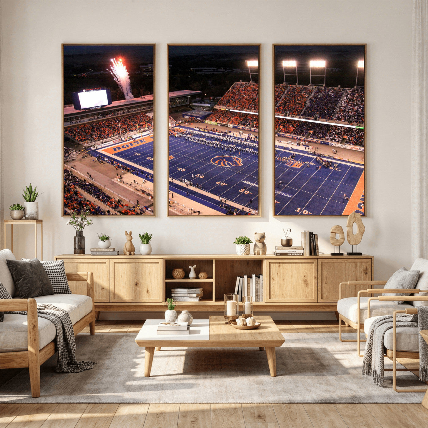 58849575-MGV-CV-36X24 - Boise State Stadium Large Wall Art Canvas Print for Living Room Office Wall Decor