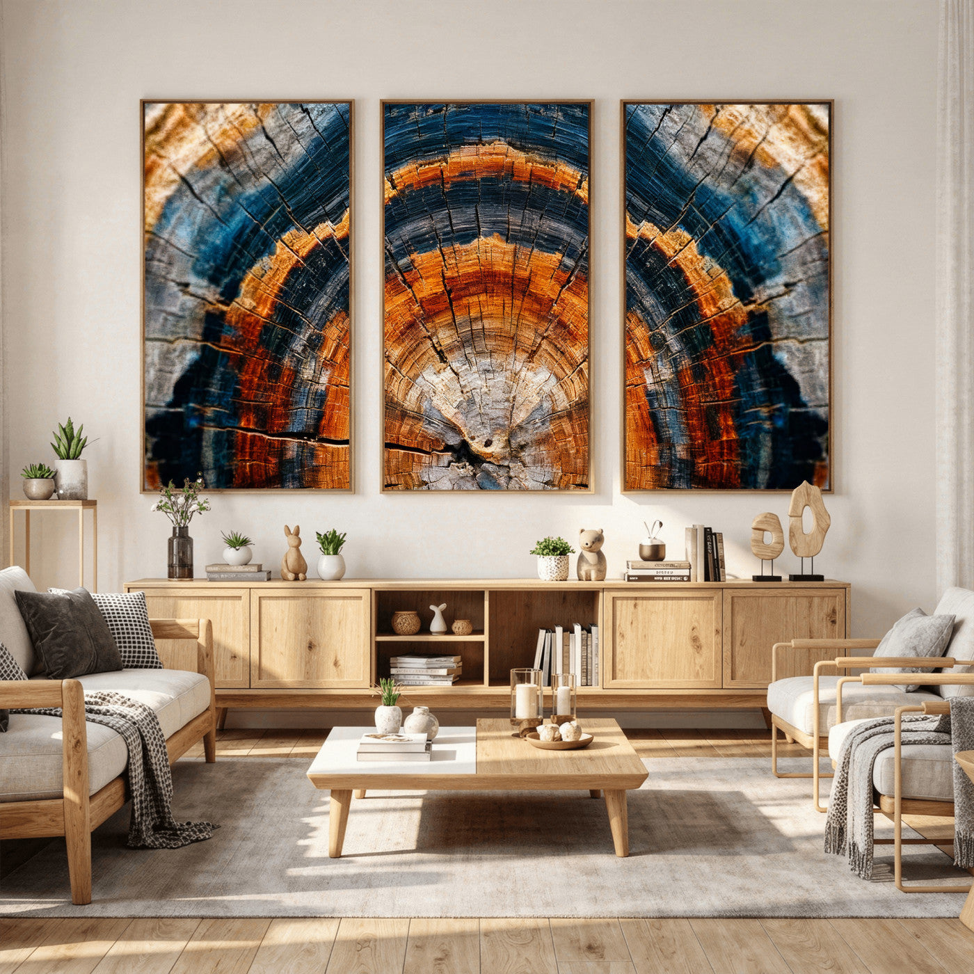 92693966N-MGV-CV-36X24 - Abstract Wood Grain Canvas Print, Tree Ring Pattern Wall Art, Framed Canvas Ready to Hang