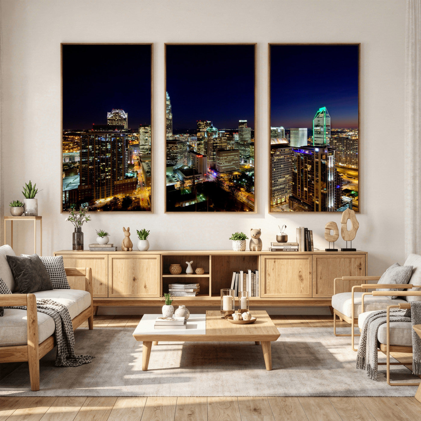 47163738-MGV-CV-36X24 - Atlanta Skyline Wall Art Canvas Print, Atlanta Downtown Night Cityscape Print for Modern Urban Wall Decor