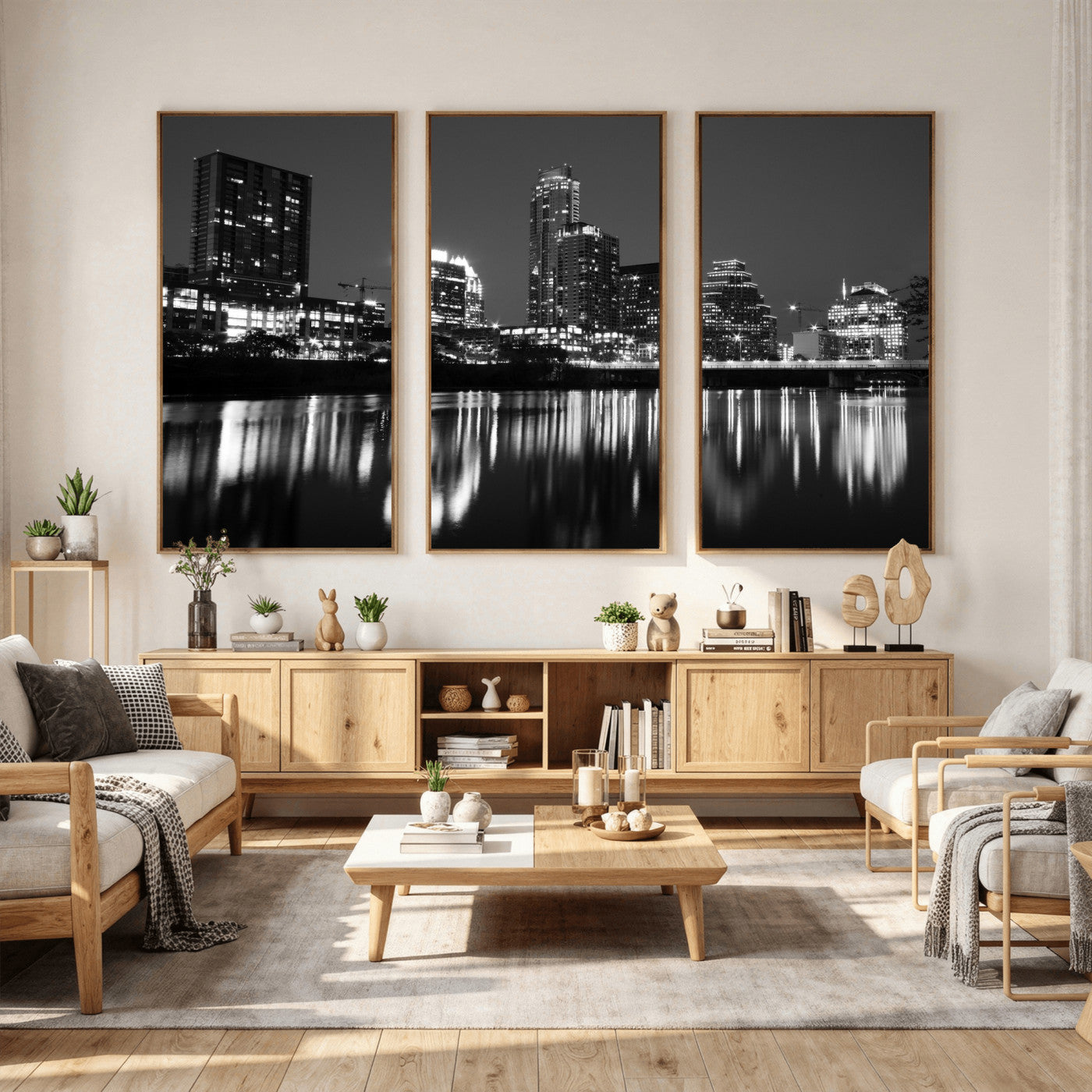 38129554-MGV-CV-36X24 - Austin Skyline Wall Art Canvas Print, Austin Downtown Night Cityscape Print for Modern Urban Wall Decor