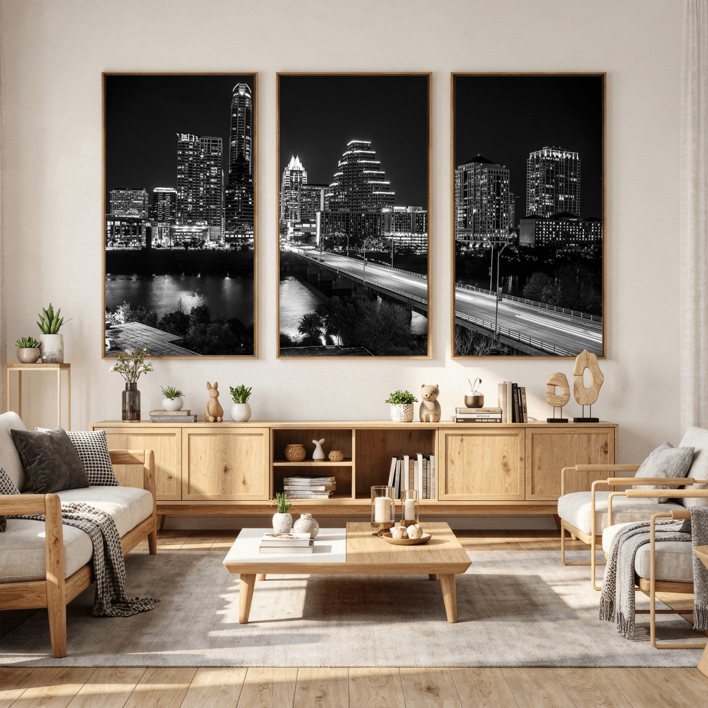 37531750-MGV-CV-36X24 - Austin Skyline Wall Art Canvas Print, Austin Downtown Night Cityscape Print for Modern Urban Wall Decor
