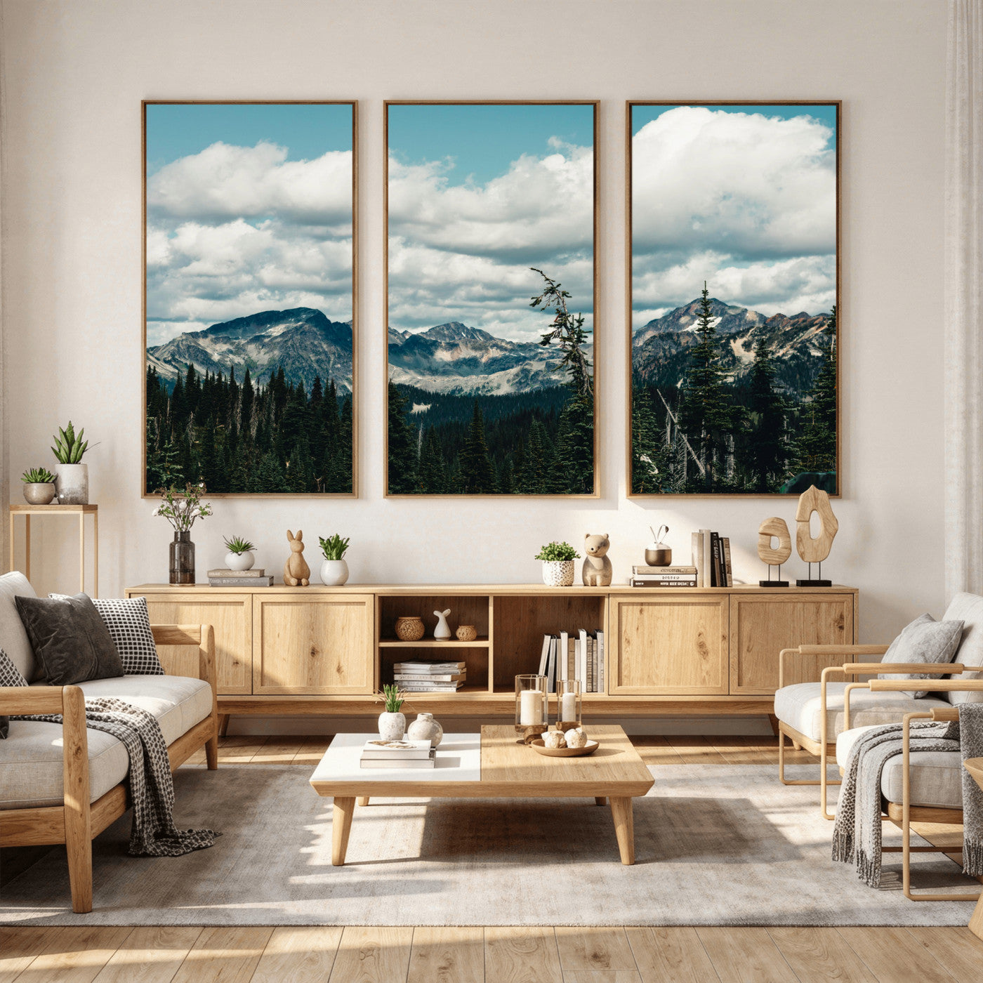 30416773-MGV-CV-36X24 - Mountain Forest Wall Art Canvas Print, Alpine Pine Tree Landscape Photography, Scenic Wilderness Mountain View, Nature Wall Decor