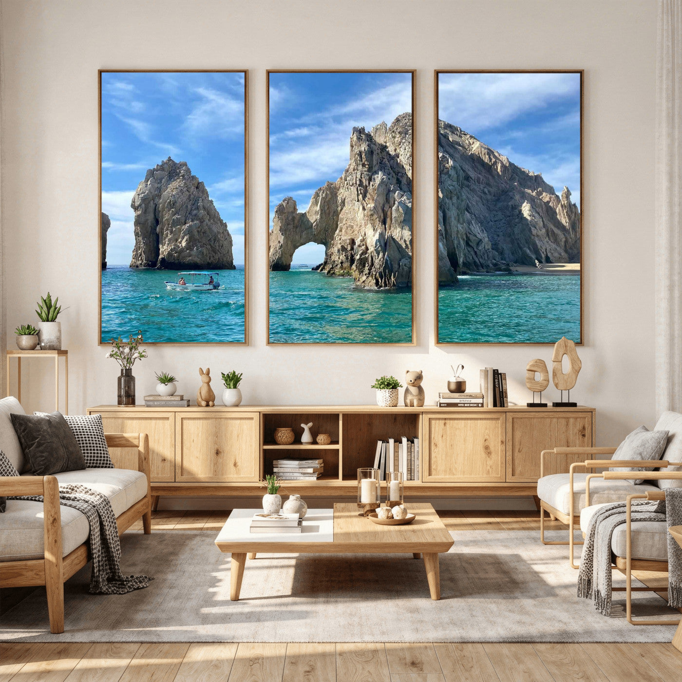 20946478-MGV-CV-36X24 - El Arco Cabo San Lucas Ocean Arch Wall Art Canvas Print, Baja California Rock Arch Seascape Canvas Print, Mexico Coastal Landmark Scenic Art Printing