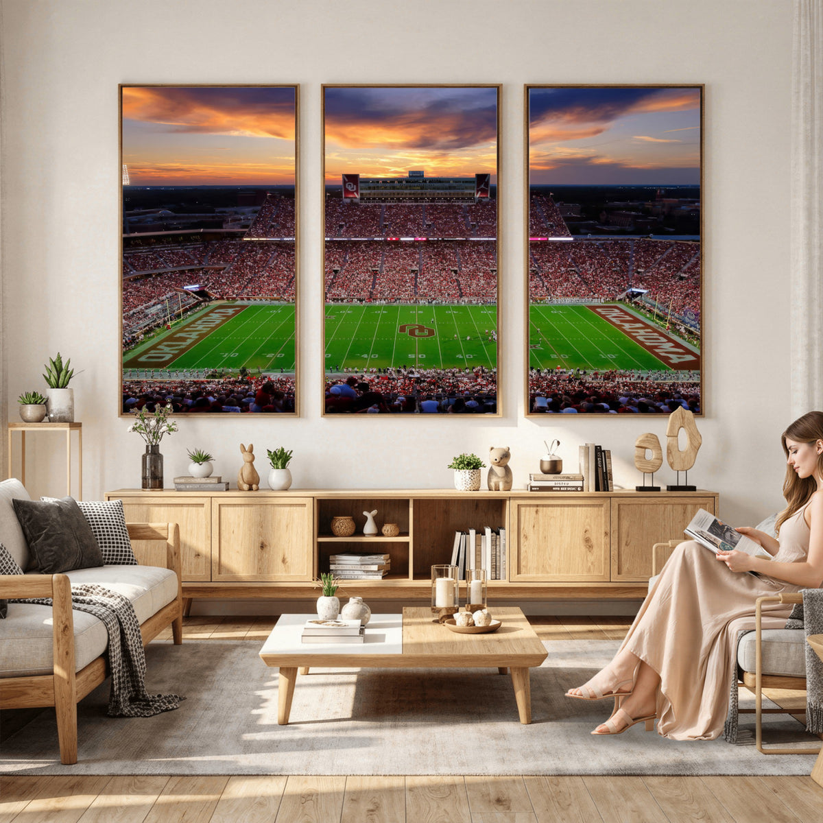 51457497-MGV-CV-36X24 - Oklahoma Sooners Stadium Wall Art Canvas Print, College Football Decor