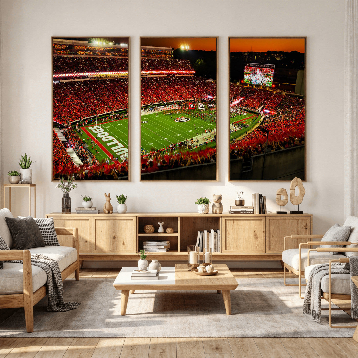 48894104-MGV-CV-36X24 - Georgia Bulldogs Stadium Wall Art Canvas Print, Sanford Stadium Night Game Panorama, College Football Crowd Wall Decor
