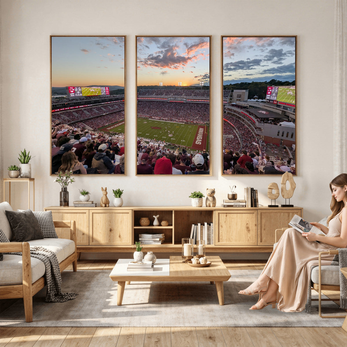 71837429-MGV-CV-36X24 - Donald W. Reynolds Razorback Stadium Wall Art Canvas Print – Arkansas Razorbacks Football Artwork for Home, Office, and Sports Room Decor