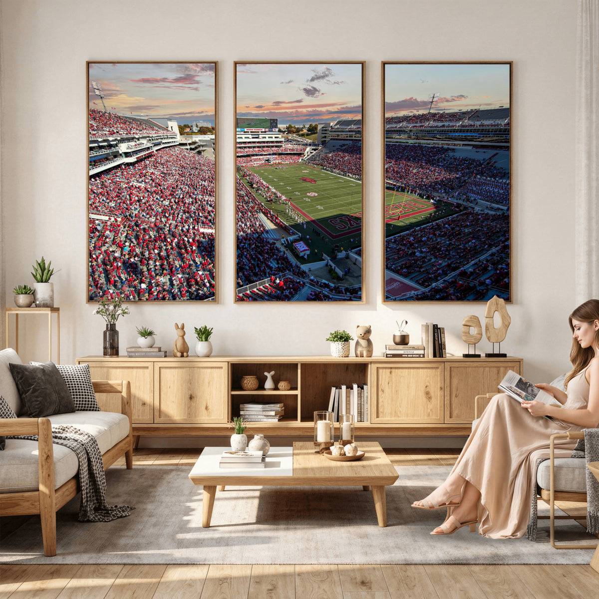 46571211-MGV-CV-36X24 - Donald W. Reynolds Razorback Stadium Wall Art Canvas Print – Arkansas Razorbacks Football Artwork for Home, Office, and Sports Room Decor