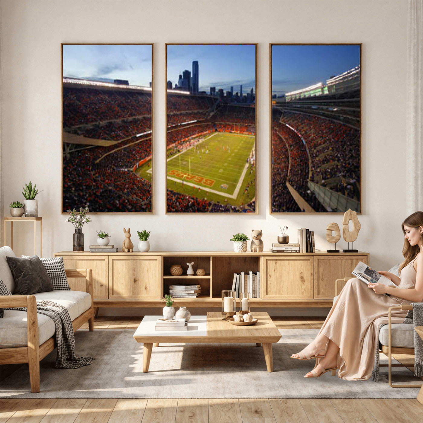 50691720-MGV-CV-36X24 - Chicago Bears Soldier Field Canvas Wall Art, NFL Stadium Panorama Print, Football Arena Photography for Sports Fans