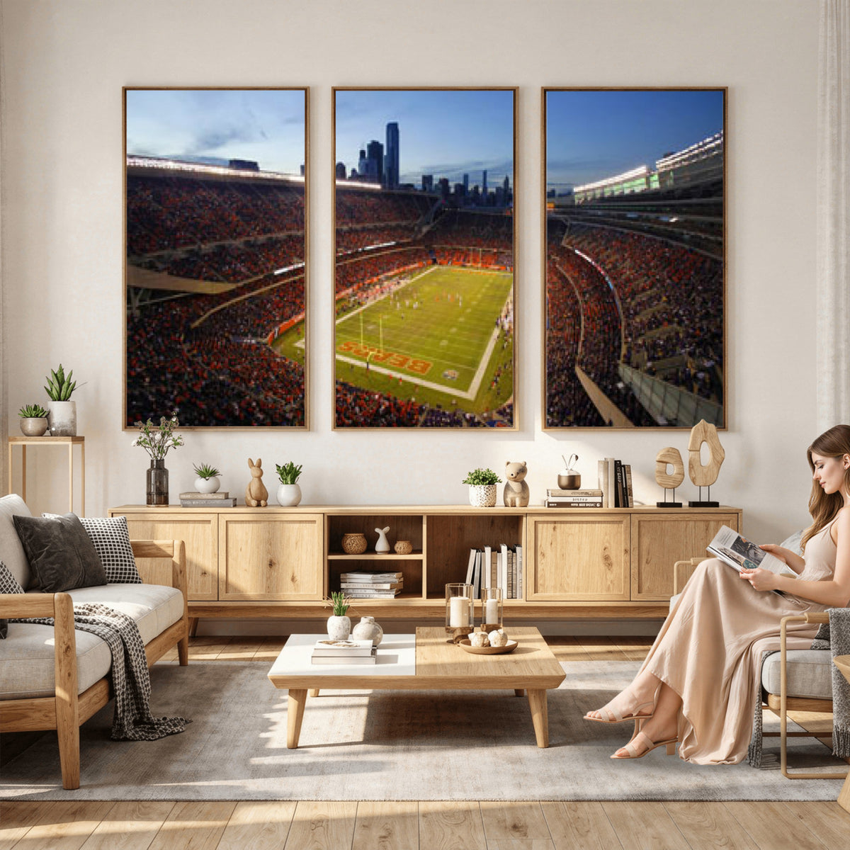 50691720-MGV-CV-36X24 - Chicago Bears Soldier Field Canvas Wall Art, NFL Stadium Panorama Print, Football Arena Photography for Sports Fans