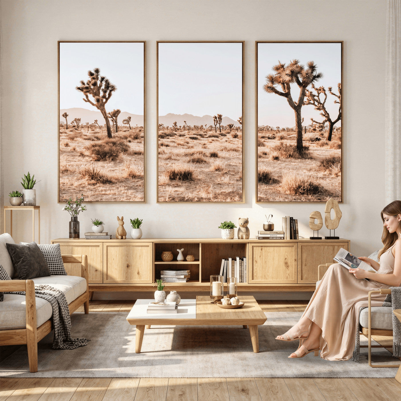 33549408-MGV-CV-36X24 - Joshua Tree Desert Canvas Wall Art Print, Desert Landscape Photography, Boho Southwest Wall Decor, Nature Canvas, Ready to Hang