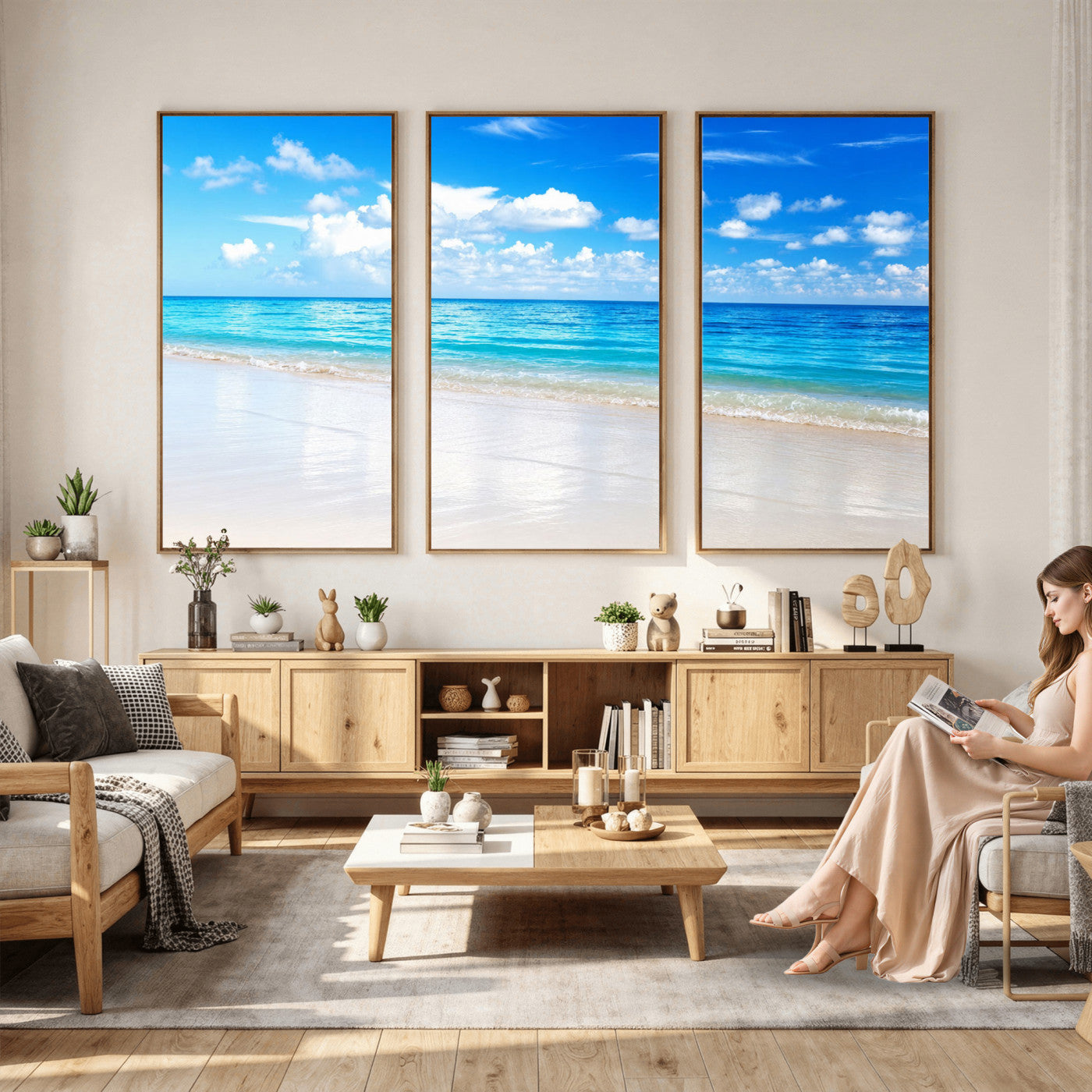 67491909-MGV-CV-36X24 - Tropical Beach Ocean Wall Art Canvas Print for Home Decor