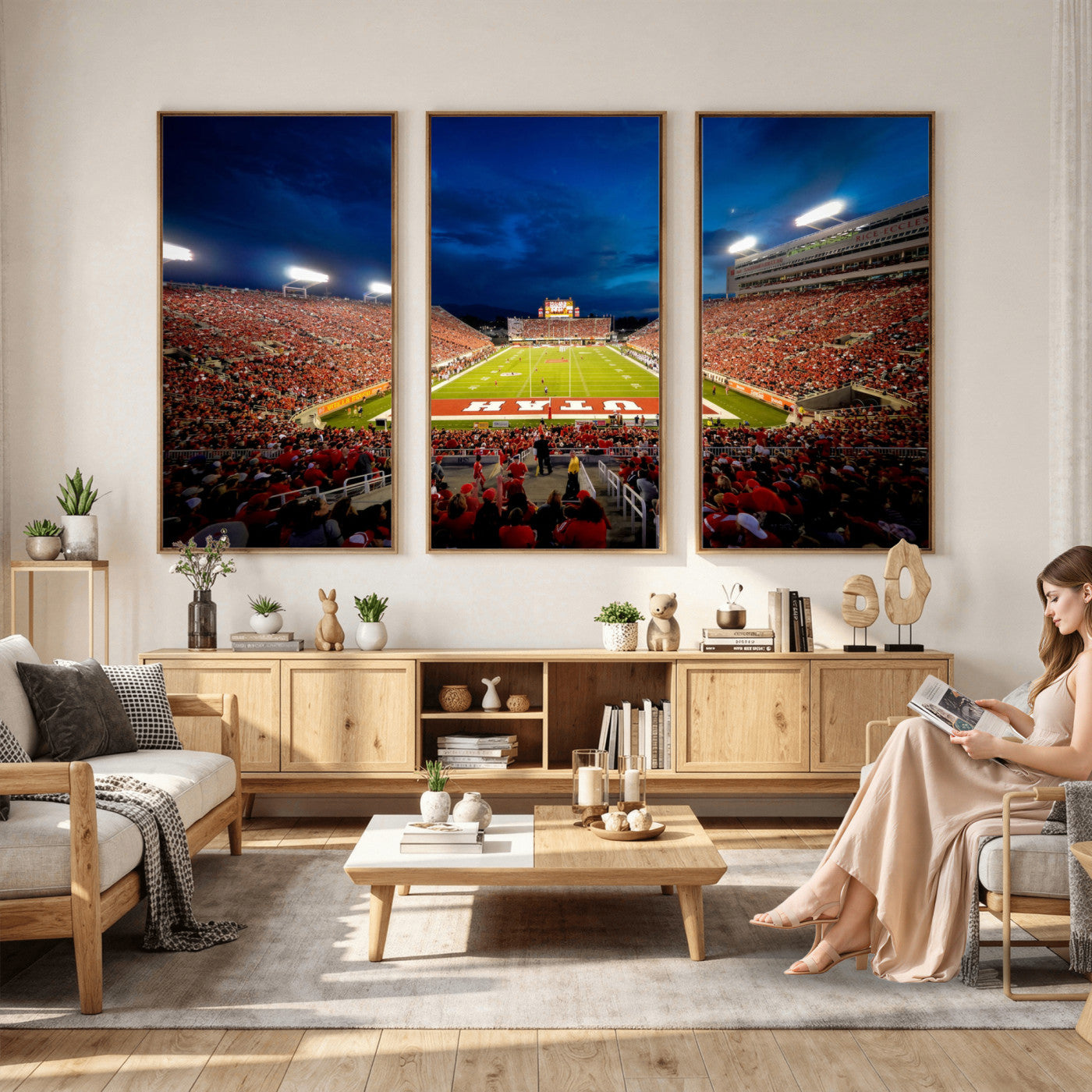 74019251-MGV-CV-36X24 - Rice-Eccles Stadium Wall Art Canvas Print - Utah Salt Lake City Stadium Print