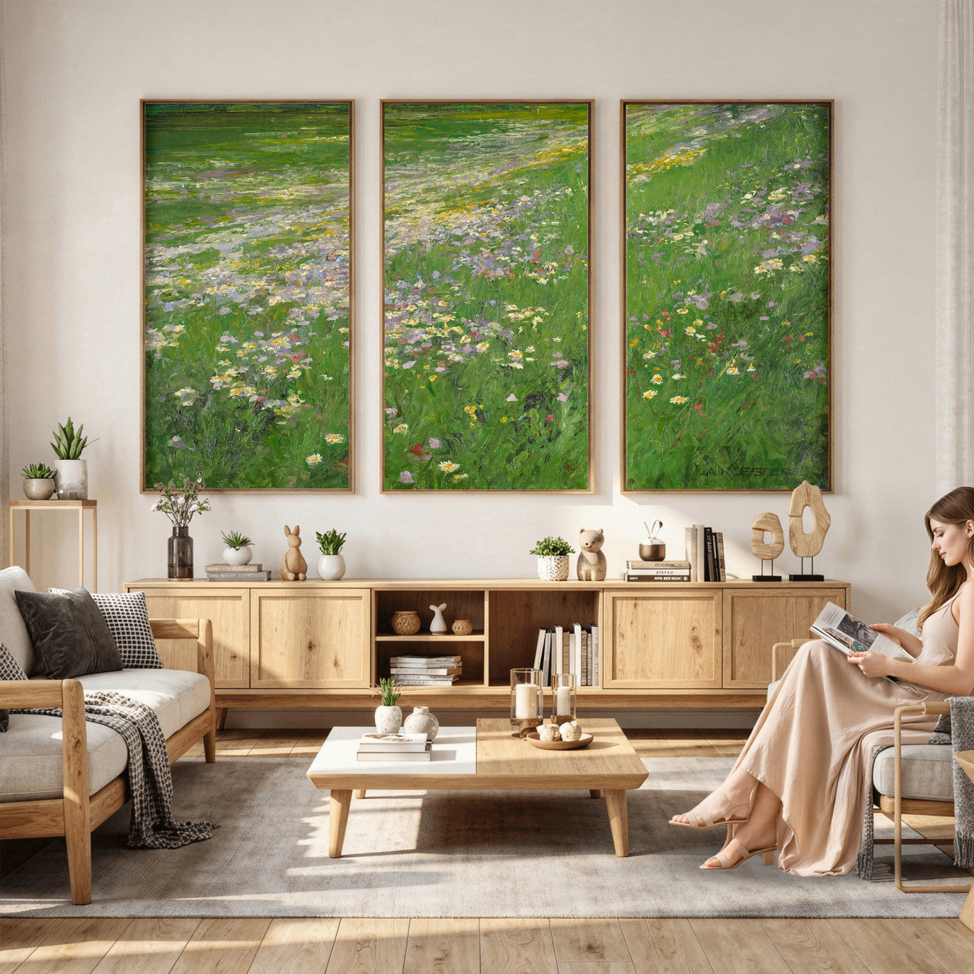 63535040-MGV-CV-36X24 - Alexander Koester Flower Meadow Canvas Wall Art, Vintage Landscape Print