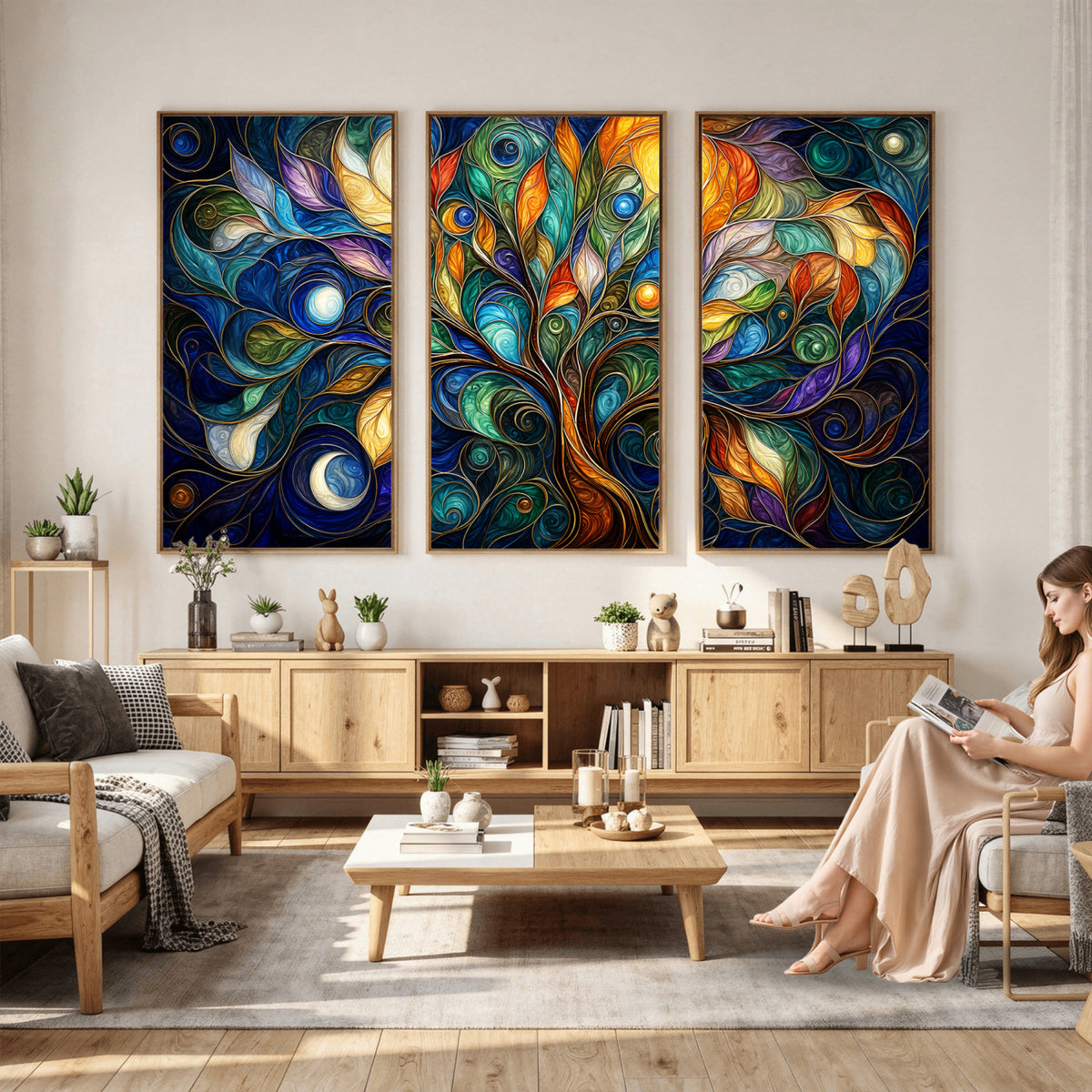 60127105-MGV-CV-36X24 - Psychedelic Tree Of Life Wall Art - Vibrant Swirl Cosmic Nature Decor