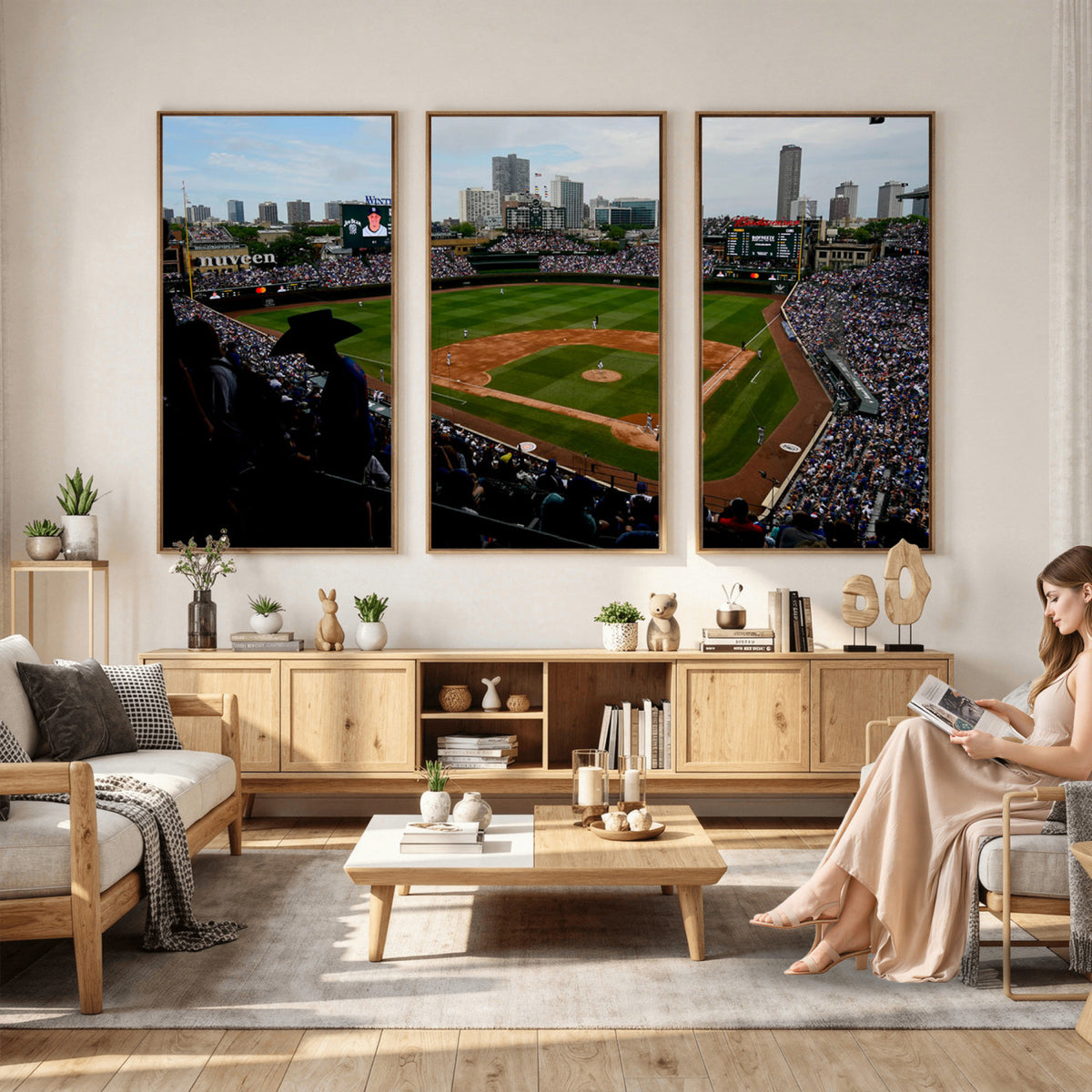 34859D-MGV-CV-36X24 - Chicago Cubs Baseball Team Print - Wrigley Field Stadium
