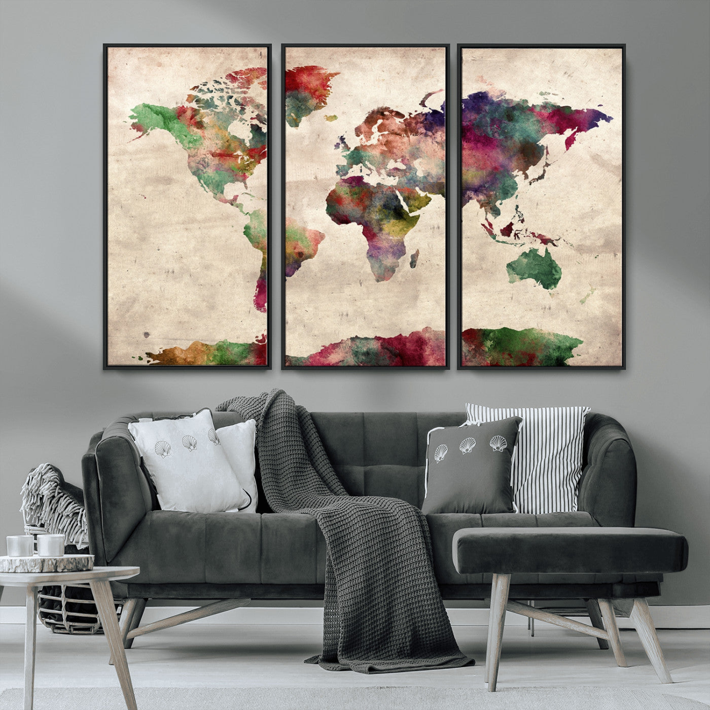 MGV-FC-48X32-3P - World Map Wall Art Canvas Print for Home and Office Decor