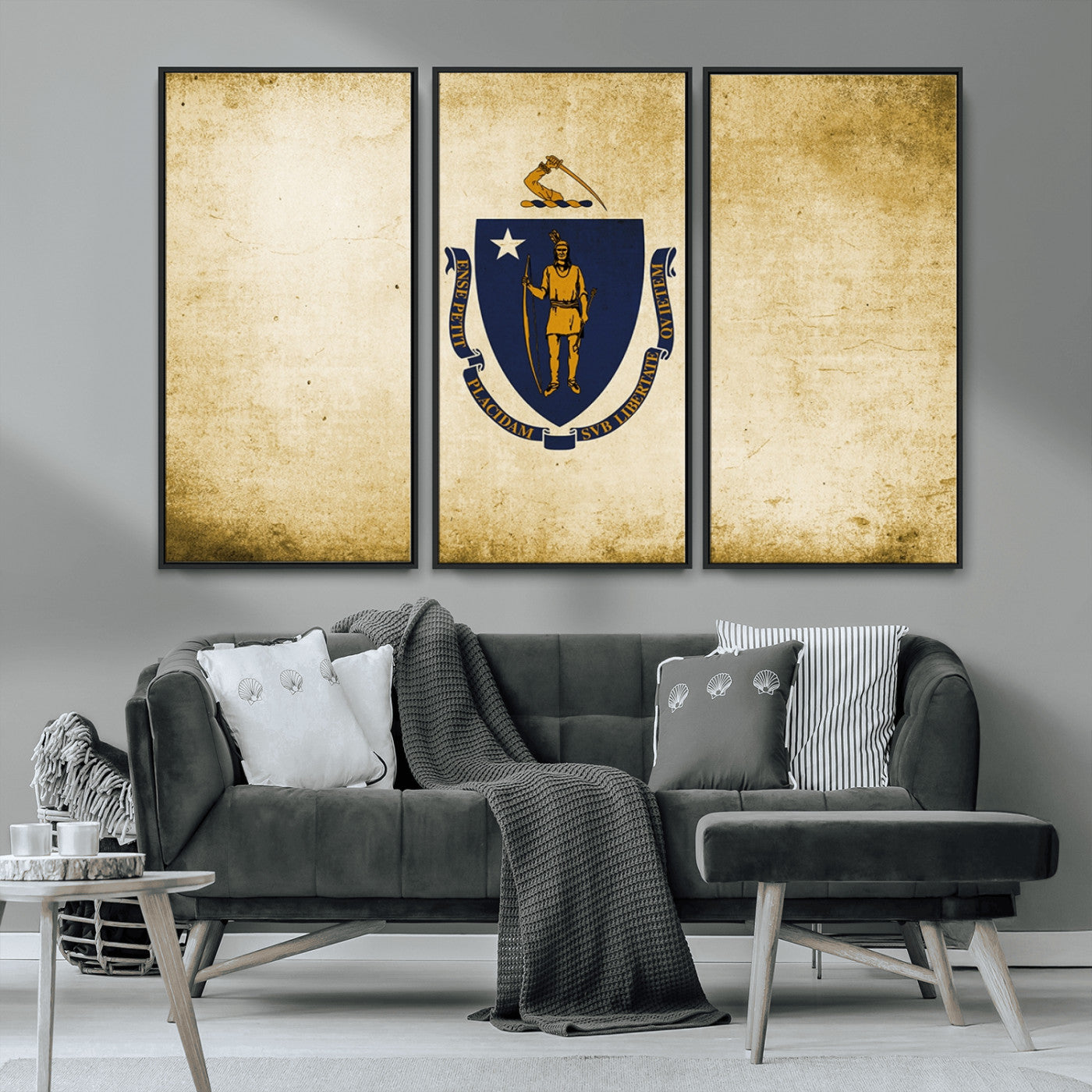 MGV-FC-48X32-3P - Massachusetts Flag Wall Art Canvas Print