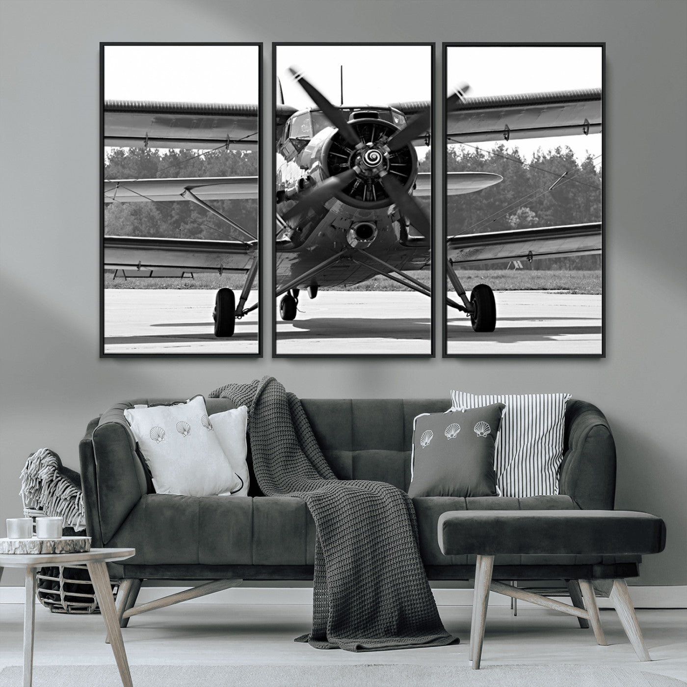 MGV-FC-48X32-3P - Wall Art Old War Plane Canvas Print